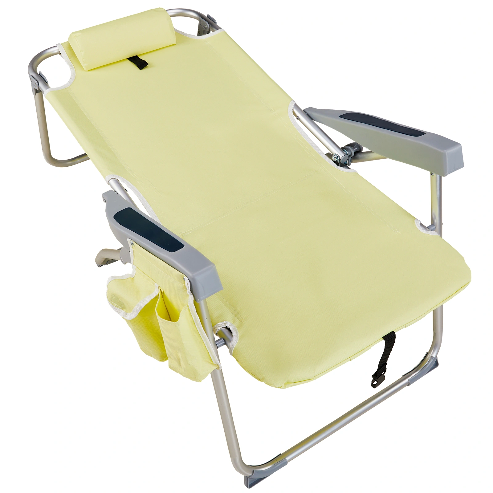 63*70*99cm Heightened Oxford Cloth Silver White Aluminum Tube Bearing 100kg Beach Chair Yellow view 11
