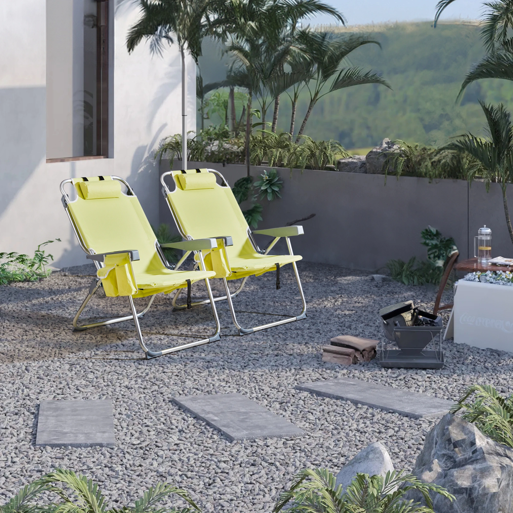 63*70*99cm Heightened Oxford Cloth Silver White Aluminum Tube Bearing 100kg Beach Chair Yellow view 16