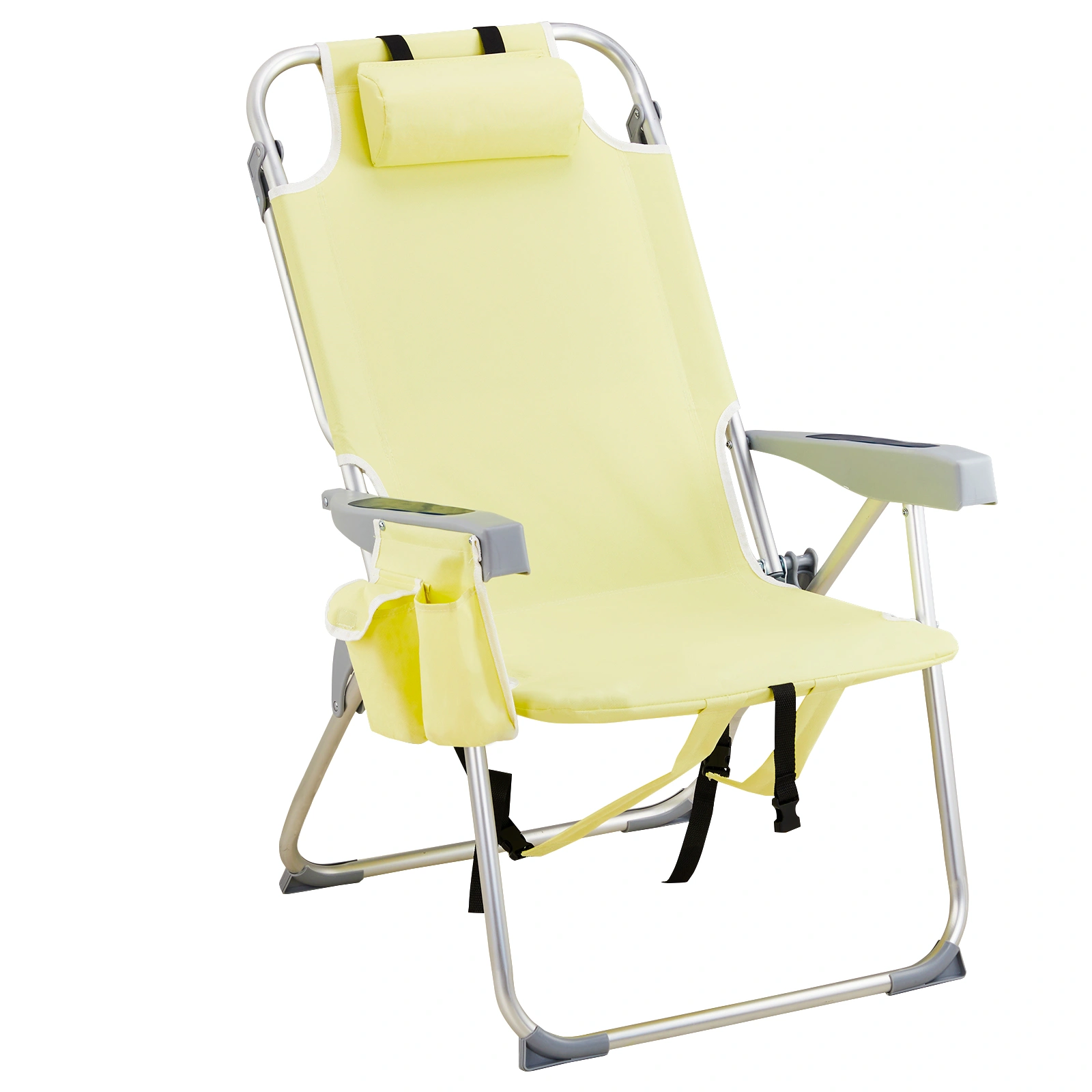 63*70*99cm Heightened Oxford Cloth Silver White Aluminum Tube Bearing 100kg Beach Chair Yellow view 9