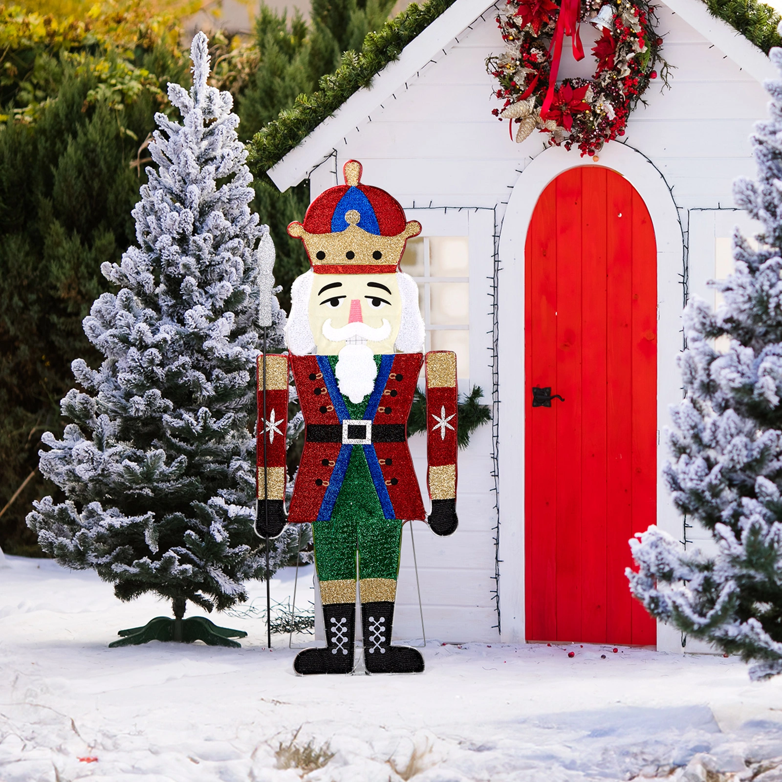 Lighted Nutcracker Christmas Yard Decorations, Pre-lit 2D Nutcracker Soldier with 162 LED Warm White Lights and Stakes for Xmas Outdoor Holiday Indoor Decor Lighted Holiday Displays view 17