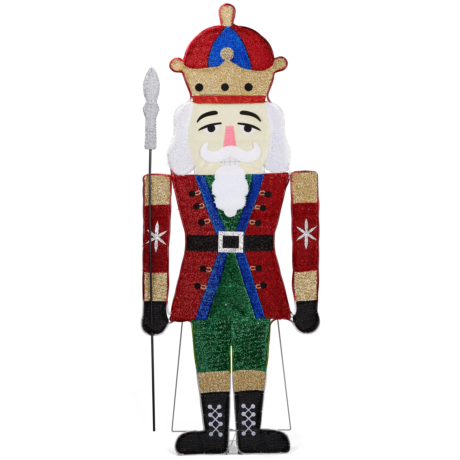 Lighted Nutcracker Christmas Yard Decorations, Pre-lit 2D Nutcracker Soldier with 162 LED Warm White Lights and Stakes for Xmas Outdoor Holiday Indoor Decor Lighted Holiday Displays view 3