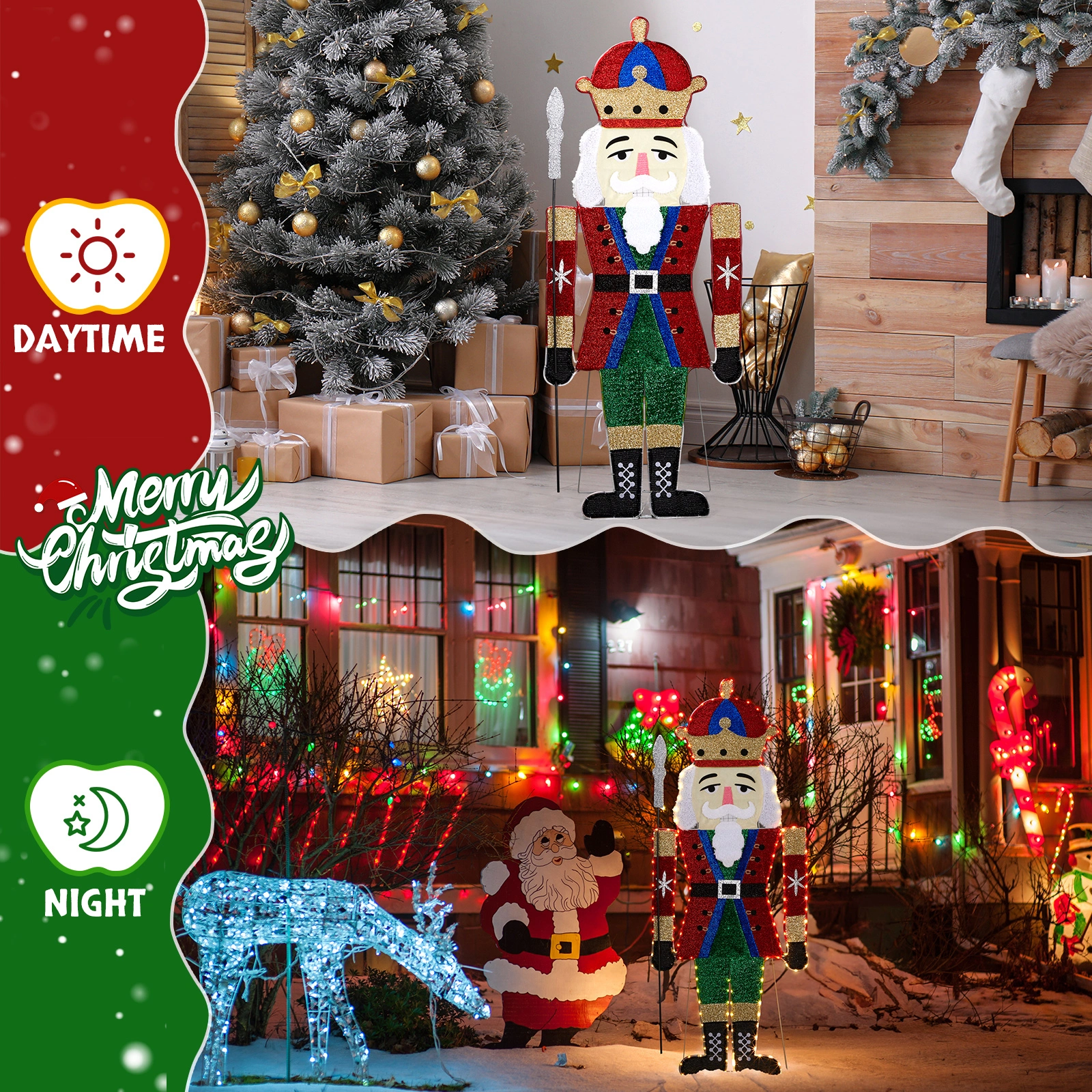 Lighted Nutcracker Christmas Yard Decorations, Pre-lit 2D Nutcracker Soldier with 162 LED Warm White Lights and Stakes for Xmas Outdoor Holiday Indoor Decor Lighted Holiday Displays view 8