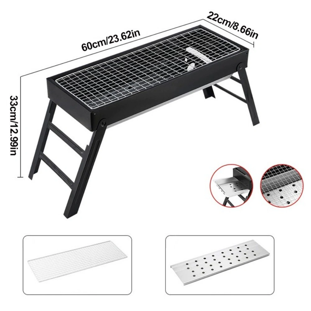 Portable Folding Charcoal BBQ Grill - Picnic Travel Camping Outdoor Barbecue view 3