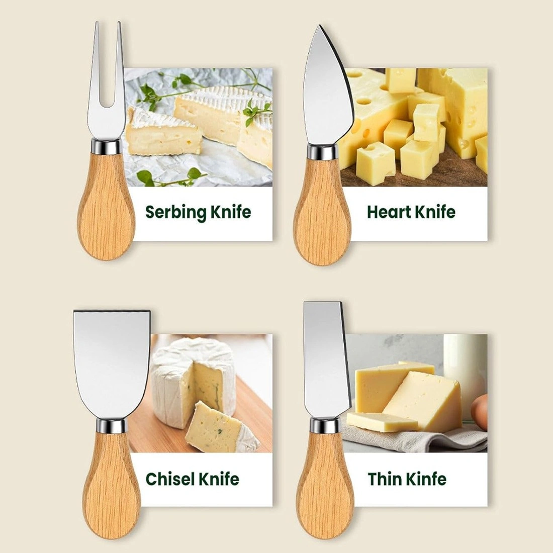 4-Piece Cheese Knife and Spatula Set - Bread, Fruit Knife & Server Gift Box view 5