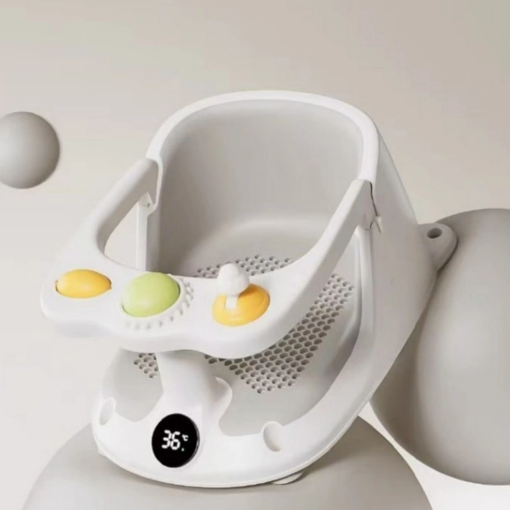 Baby Bath Seat with Temperature Display - Non-Slip Soft Toddler Bath Chair with Suction Cups for Bathtub Safety and Comfort view 2