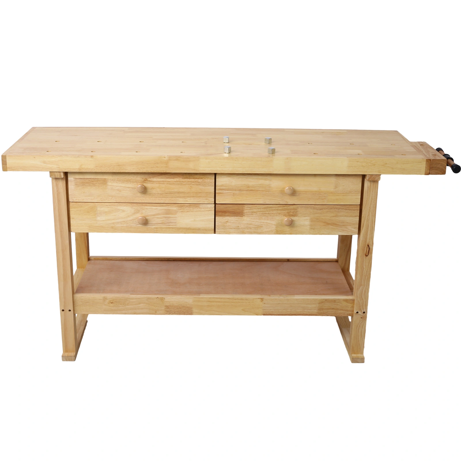 60 Inch Workbench with 4 Drawers, Wooden Workstation for Garage & Workshop, Heavy Duty Cast Iron Vise 7" Jaw, Gray view 12