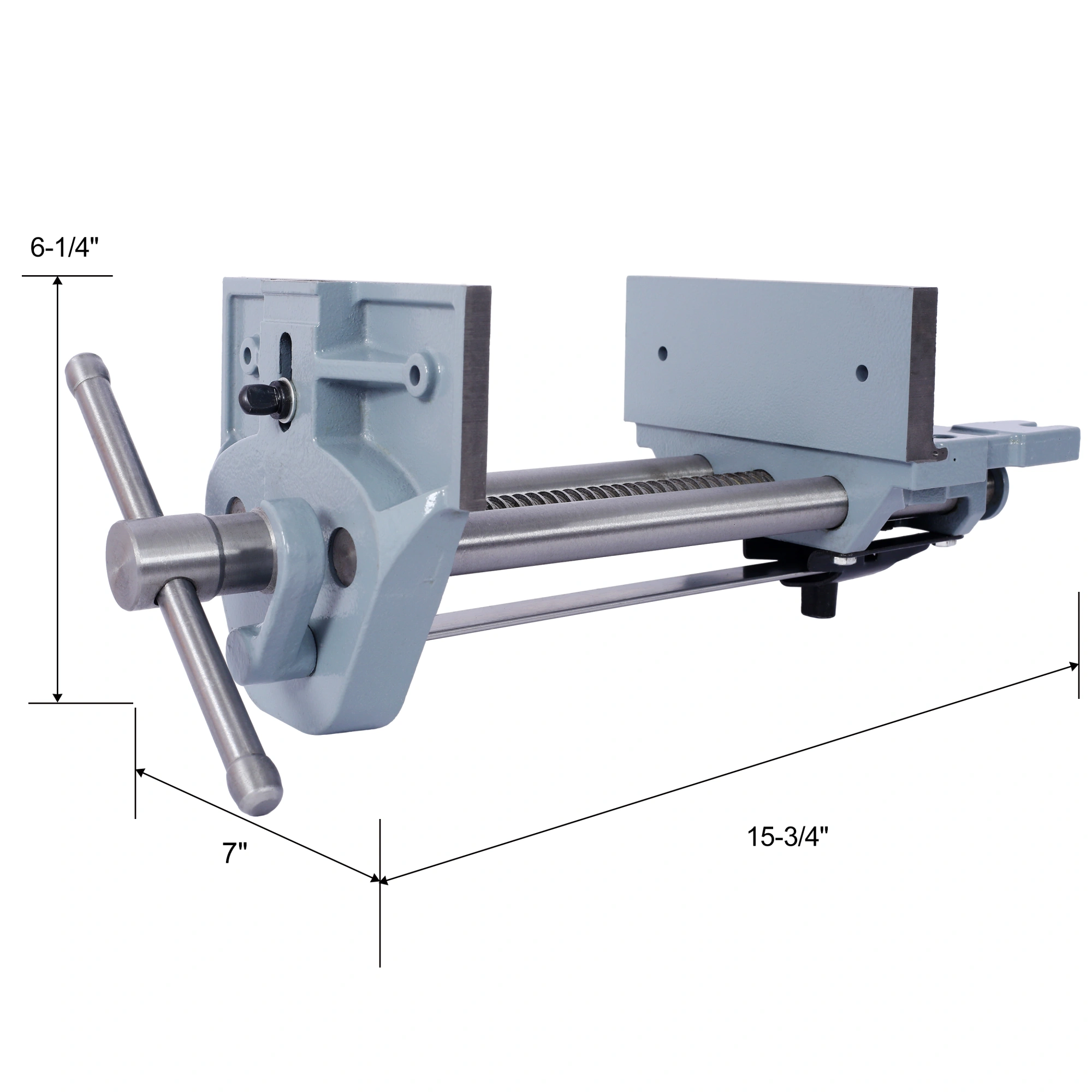 60 Inch Workbench with 4 Drawers, Wooden Workstation for Garage & Workshop, Heavy Duty Cast Iron Vise 7" Jaw, Gray view 17
