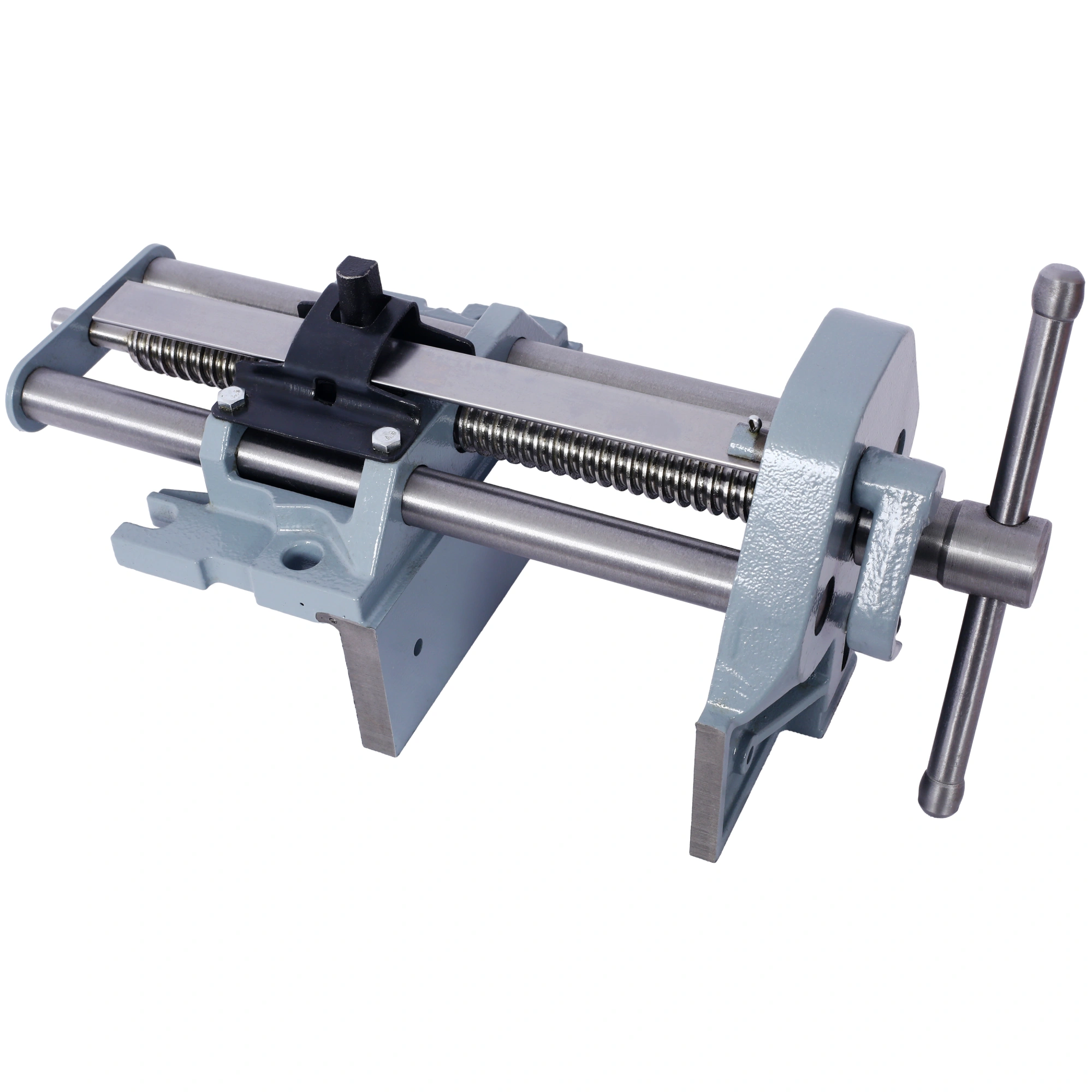 60 Inch Workbench with 4 Drawers, Wooden Workstation for Garage & Workshop, Heavy Duty Cast Iron Vise 7" Jaw, Gray view 7