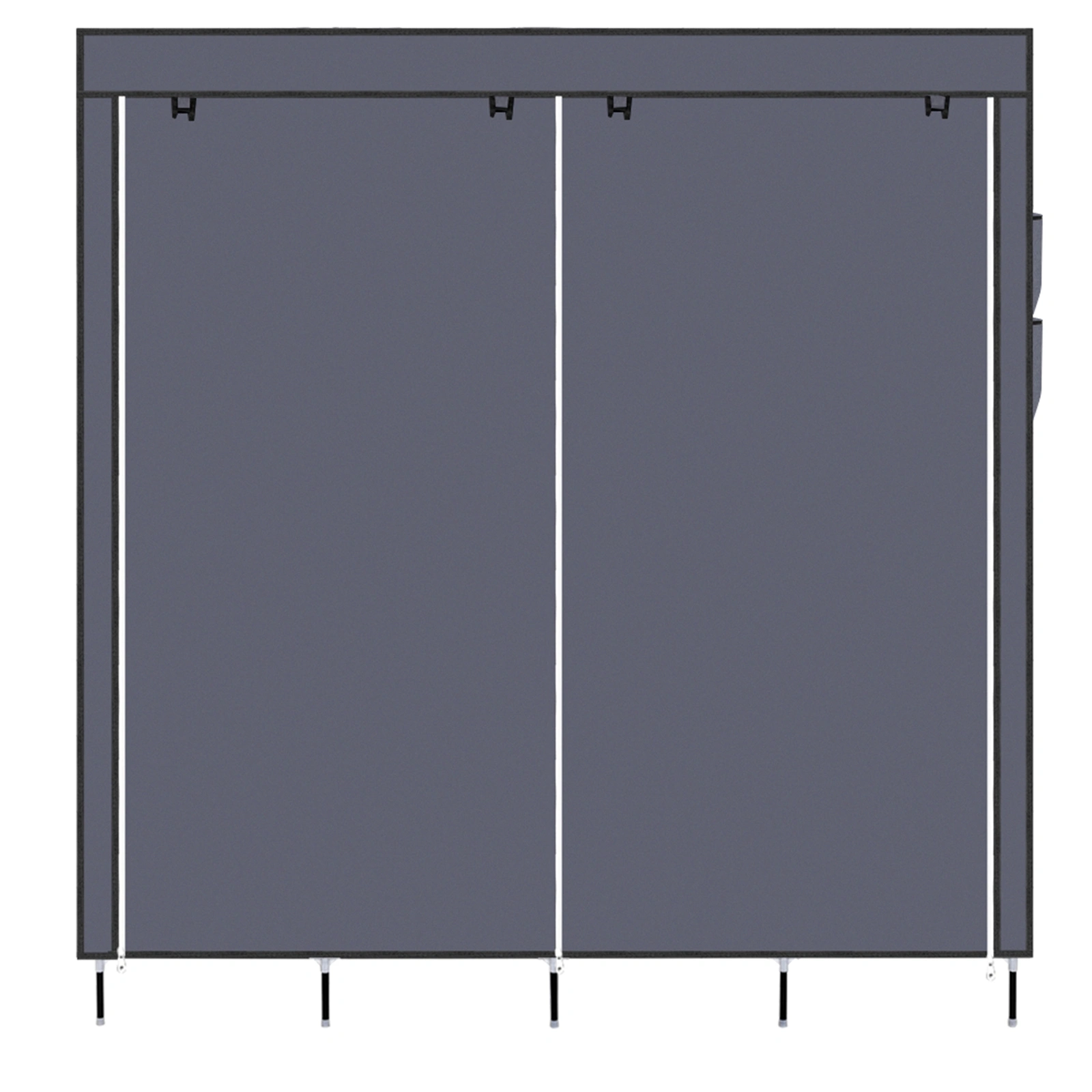 67" Portable Clothes Closet Wardrobe Storage Rack with 12 Shelves & 4 Side Pockets, Gray view 11