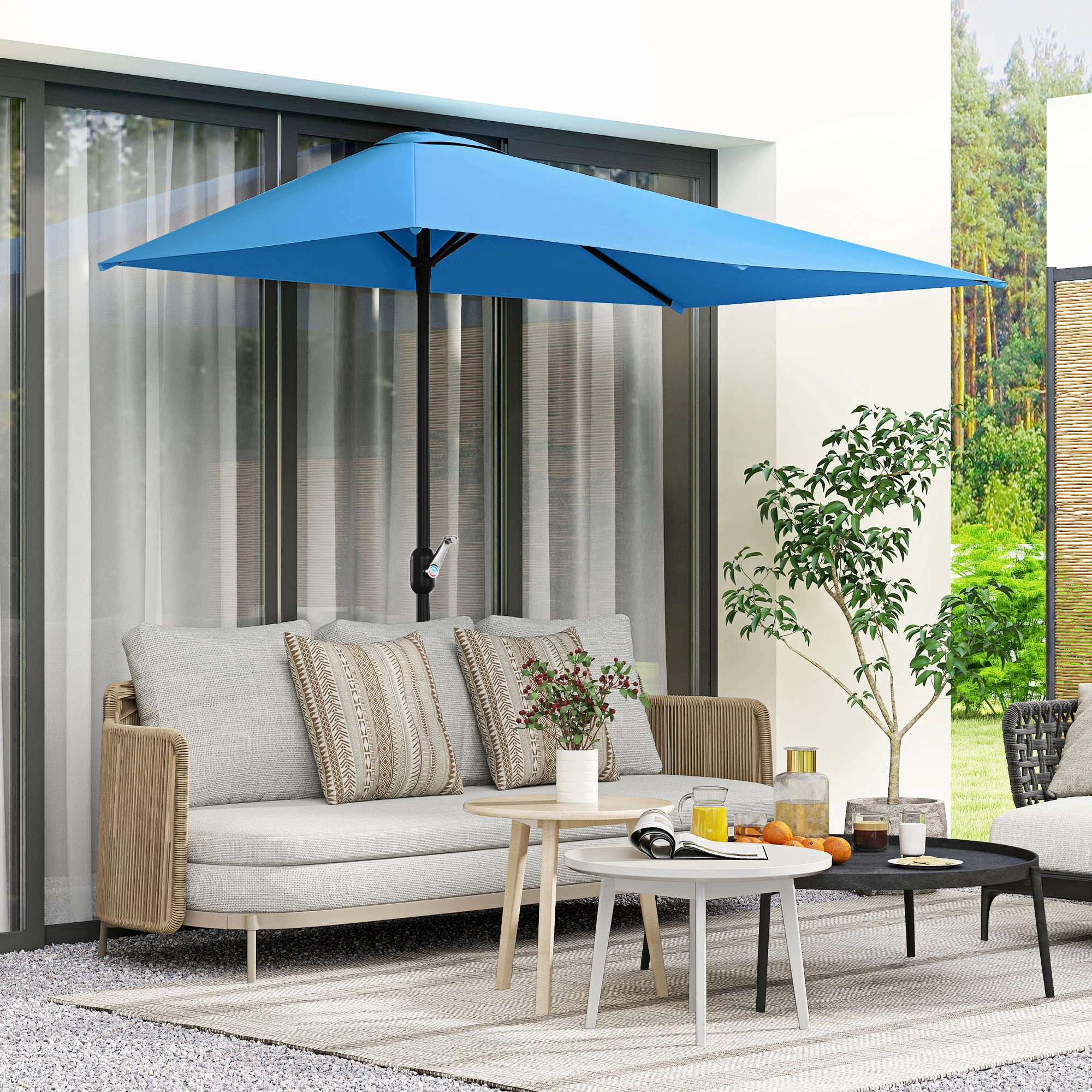 Heavy Duty Beach Umbrella with Tilt, Portable Outdoor Sun Umbrella for Patio Poolside Garden, Windproof UPF50+ Canopy