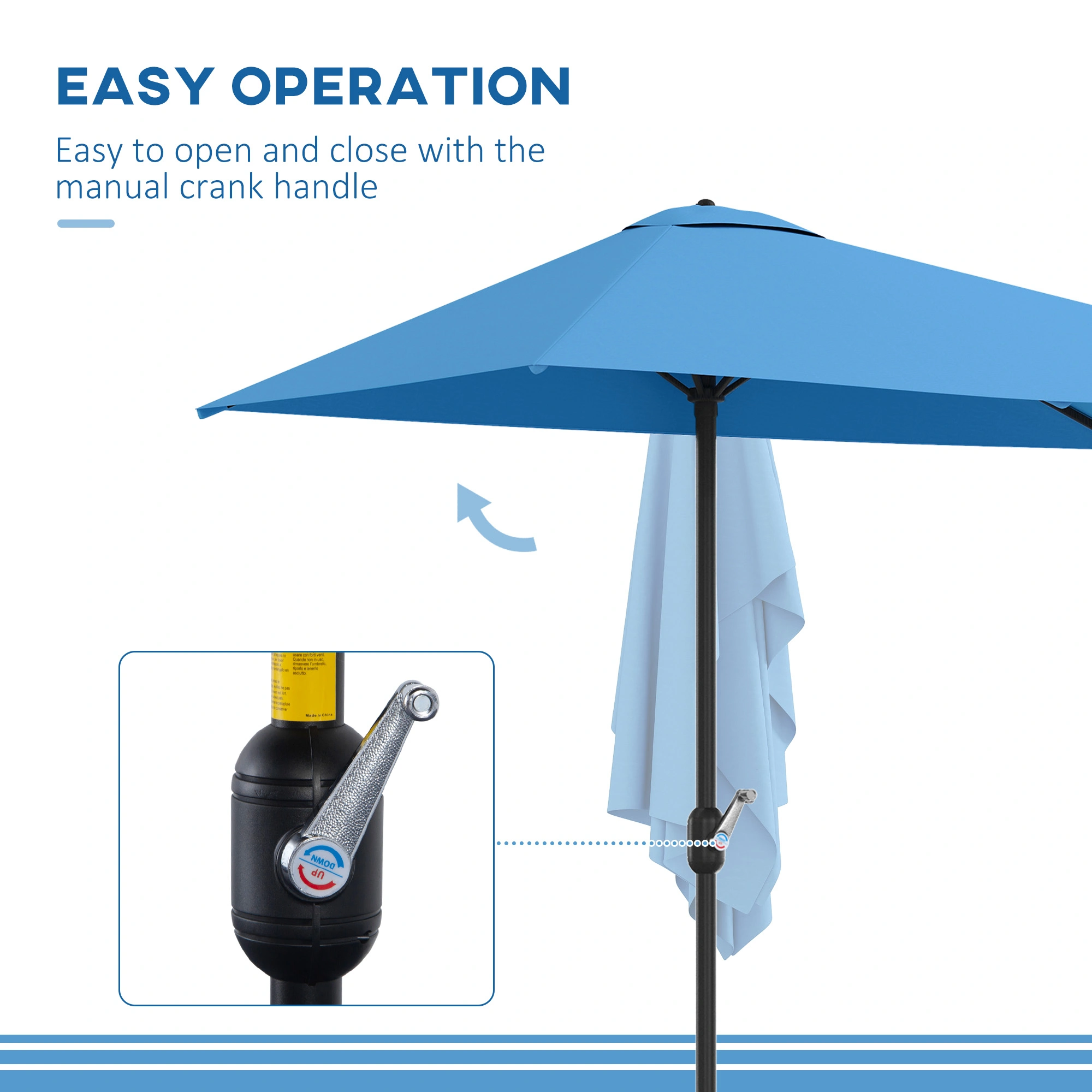Heavy Duty Beach Umbrella with Tilt, Portable Outdoor Sun Umbrella for Patio Poolside Garden, Windproof UPF50+ Canopy view 2