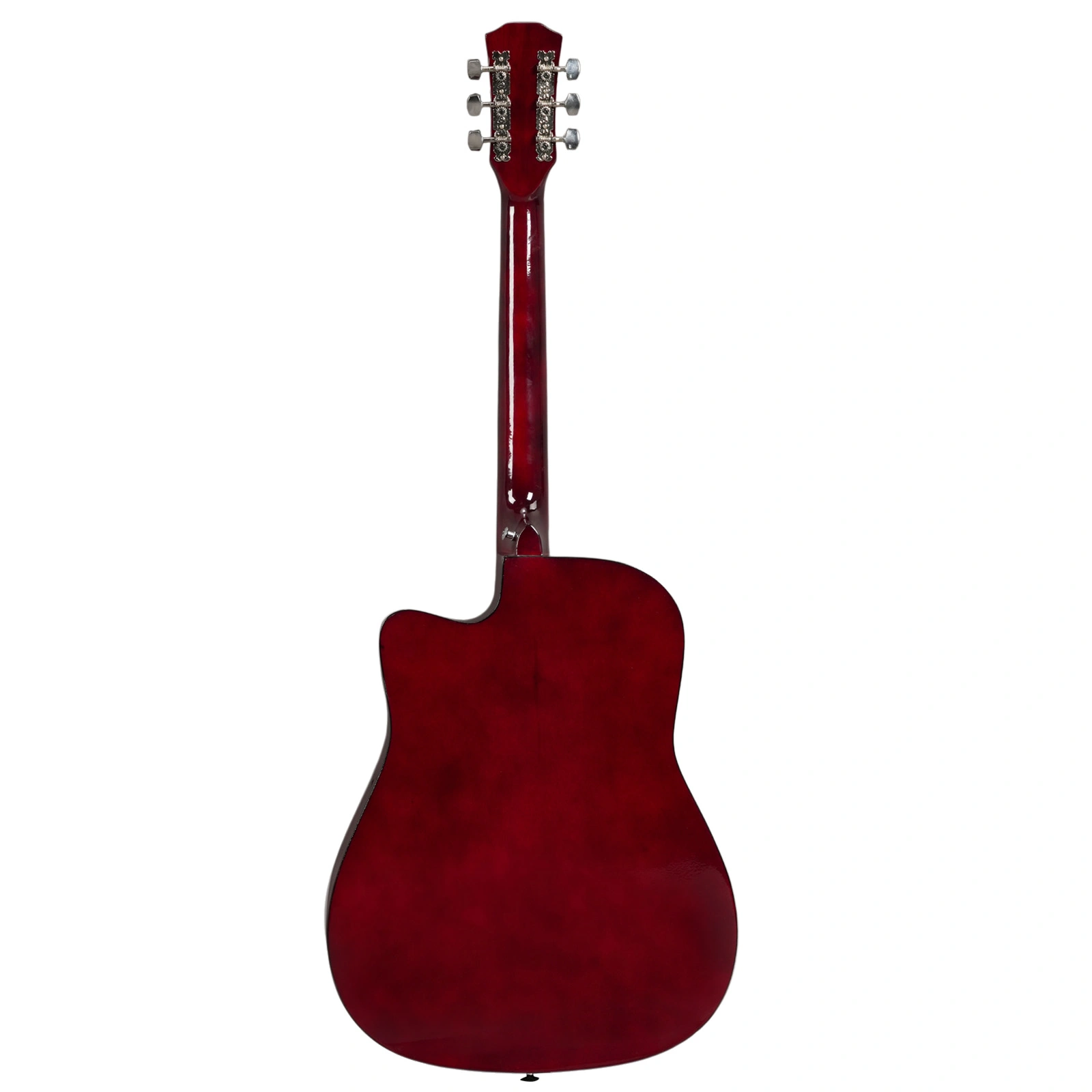 Brown 41-inch Dreadnought barrel-shaped cutaway acoustic guitar with pick, strings, capo, gig bag, tuner, wrench tool, and shoulder strap view 5