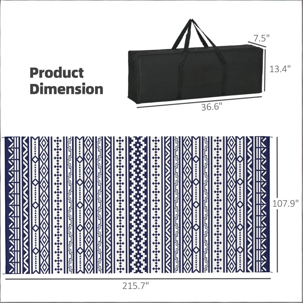 Reversible Outdoor Rug Indoor Outdoor Patio Garden Area Rug Non Slip Floor Mat for Living Room Bedroom Balcony (Grey, 5x7) view 3