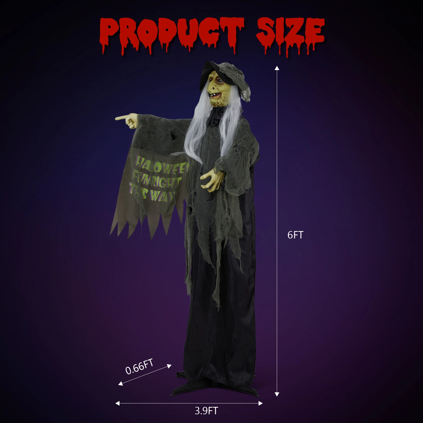 6ft Witch Halloween Standing Decoration view 4