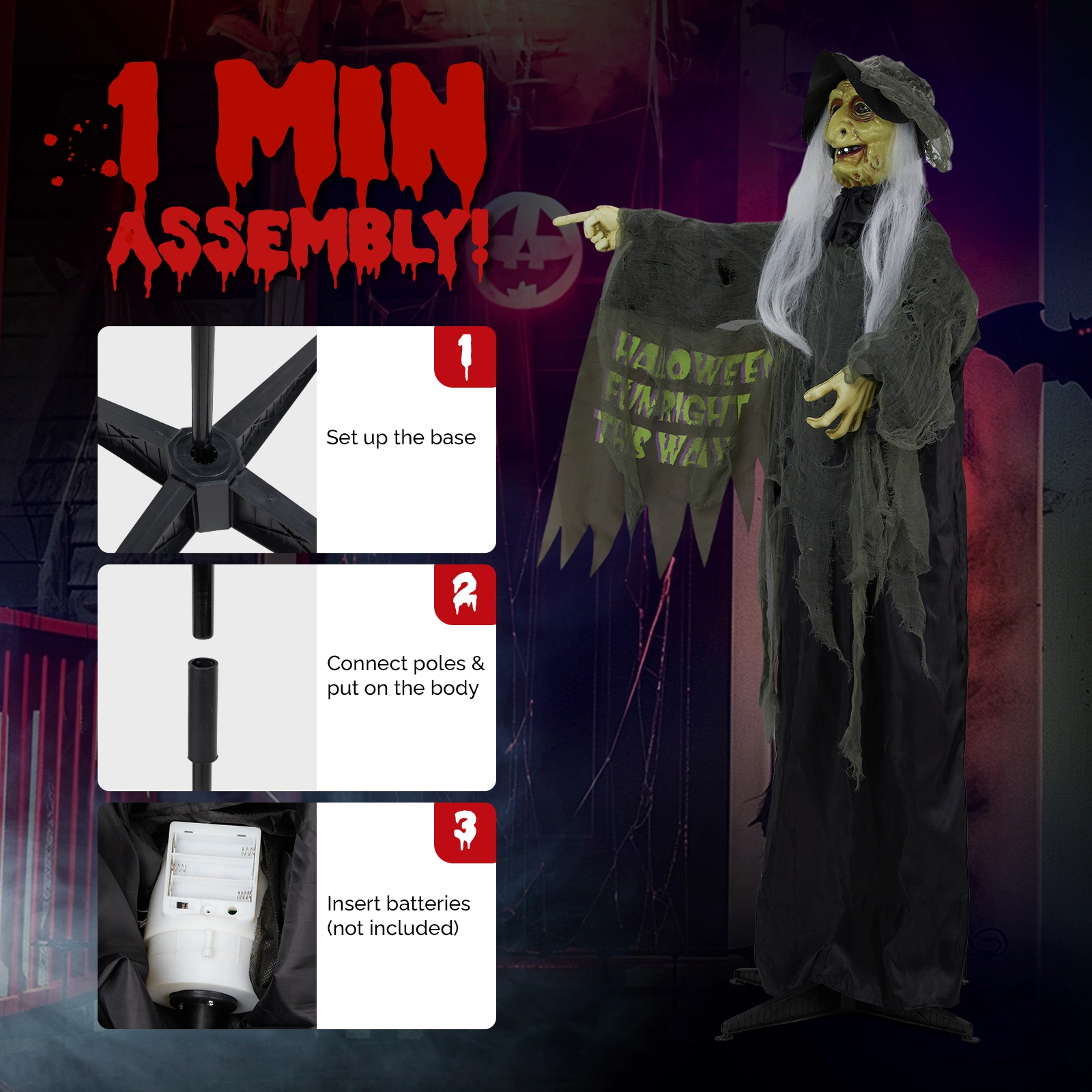 6ft Witch Halloween Standing Decoration view 7
