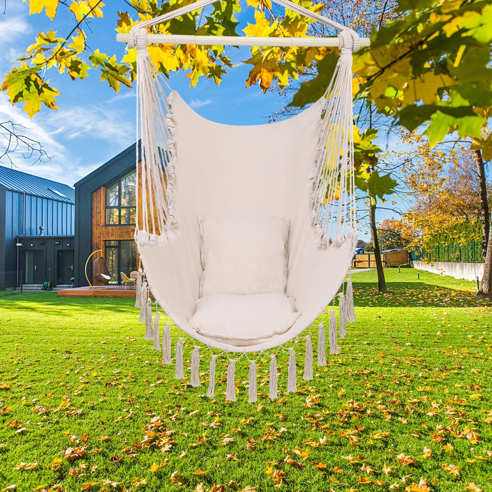 Pillow Tassel Hanging Chair Beige view 17