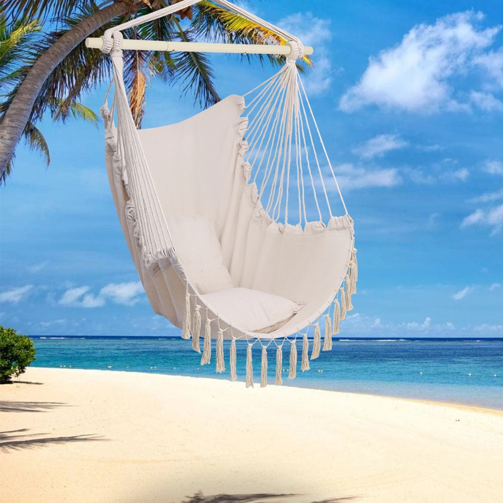 Pillow Tassel Hanging Chair Beige view 21