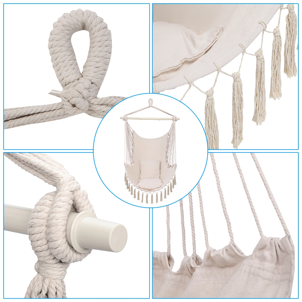Pillow Tassel Hanging Chair Beige view 22