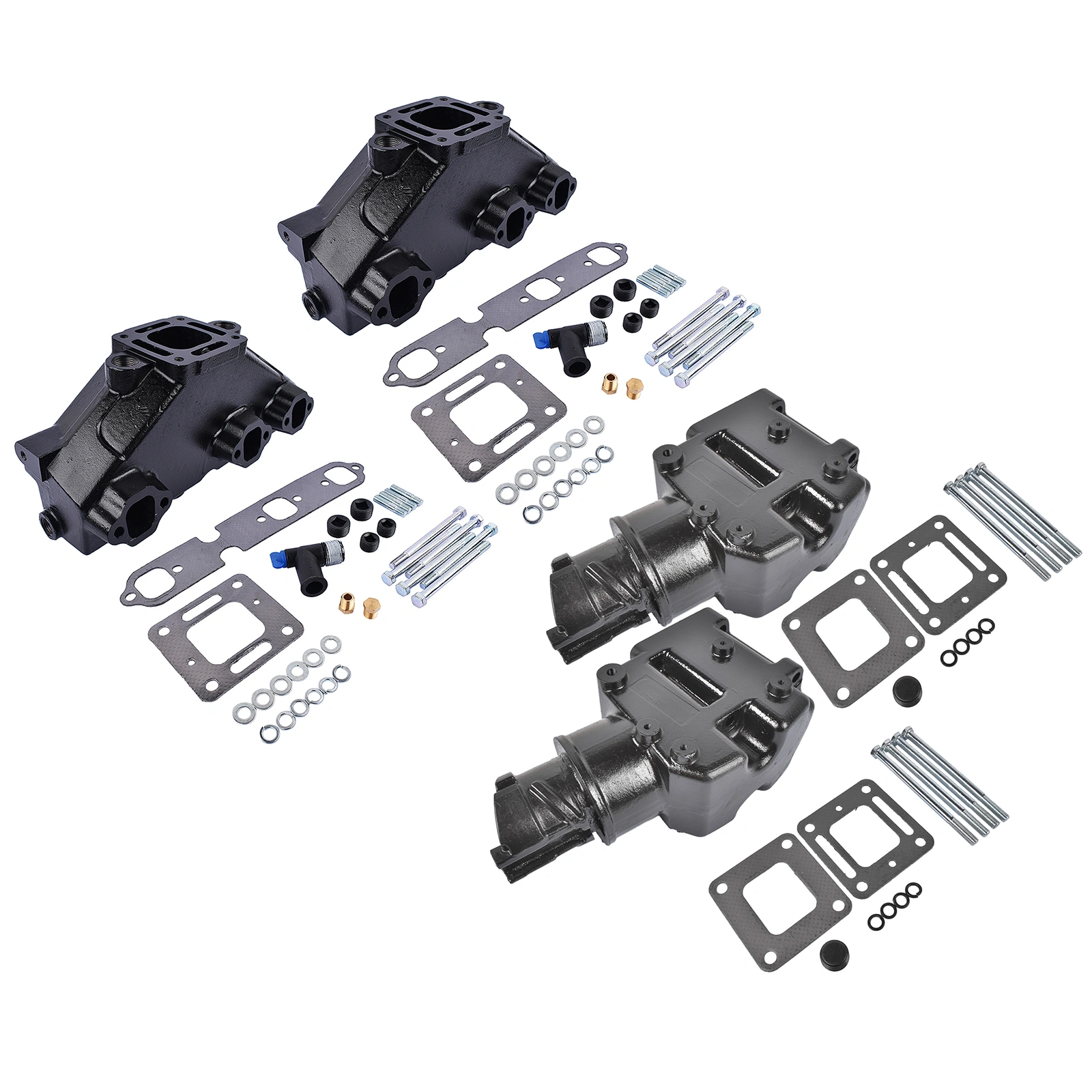 4x Manifold Riser Combo Kit for MerCruiser 85-02 & 175 Outboard - Parts #44354A13 #99746A8
