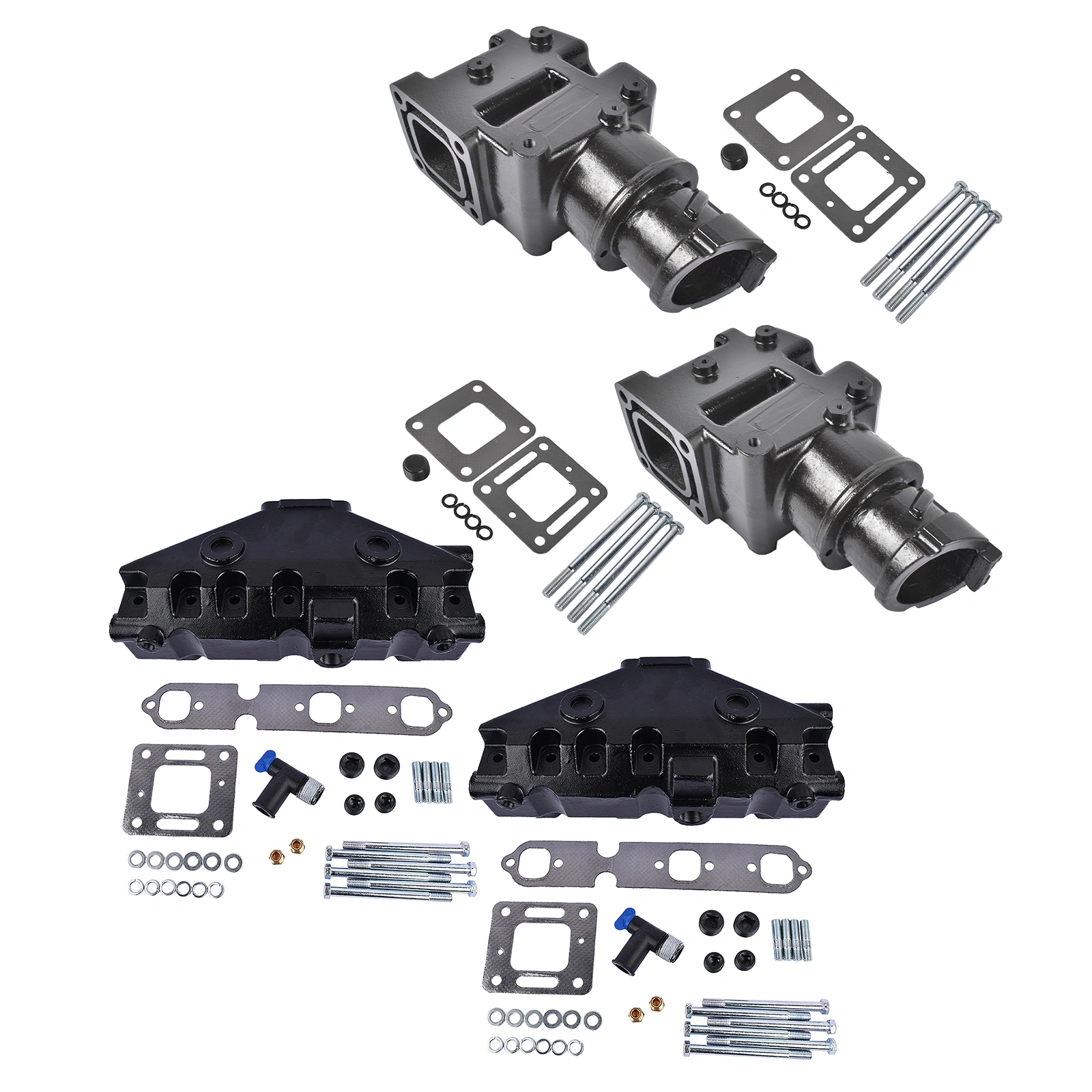 4x Manifold Riser Combo Kit for MerCruiser 85-02 & 175 Outboard - Parts #44354A13 #99746A8 view 2