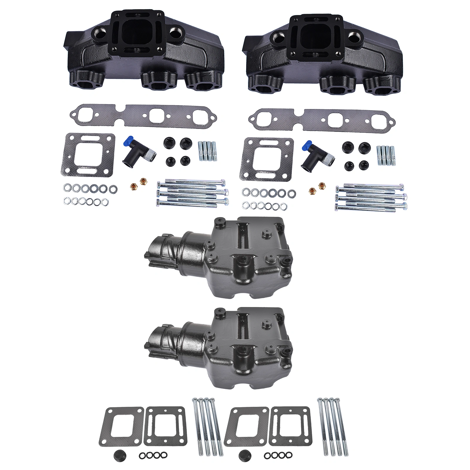 4x Manifold Riser Combo Kit for MerCruiser 85-02 & 175 Outboard - Parts #44354A13 #99746A8 view 4