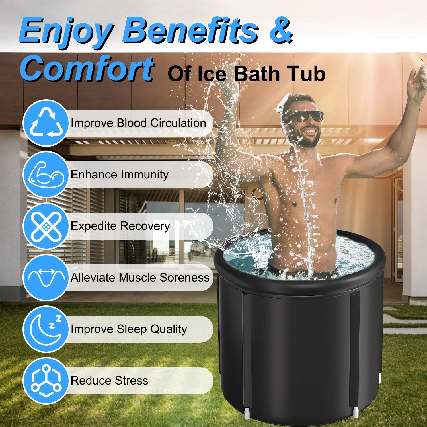 370L / 97 Gallon Cold Plunge Tub, 5-Layer Insulated Ice Bath for Muscle Recovery, Portable Ice Bathtub for Athletes, Indoor Outdoor Use view 6