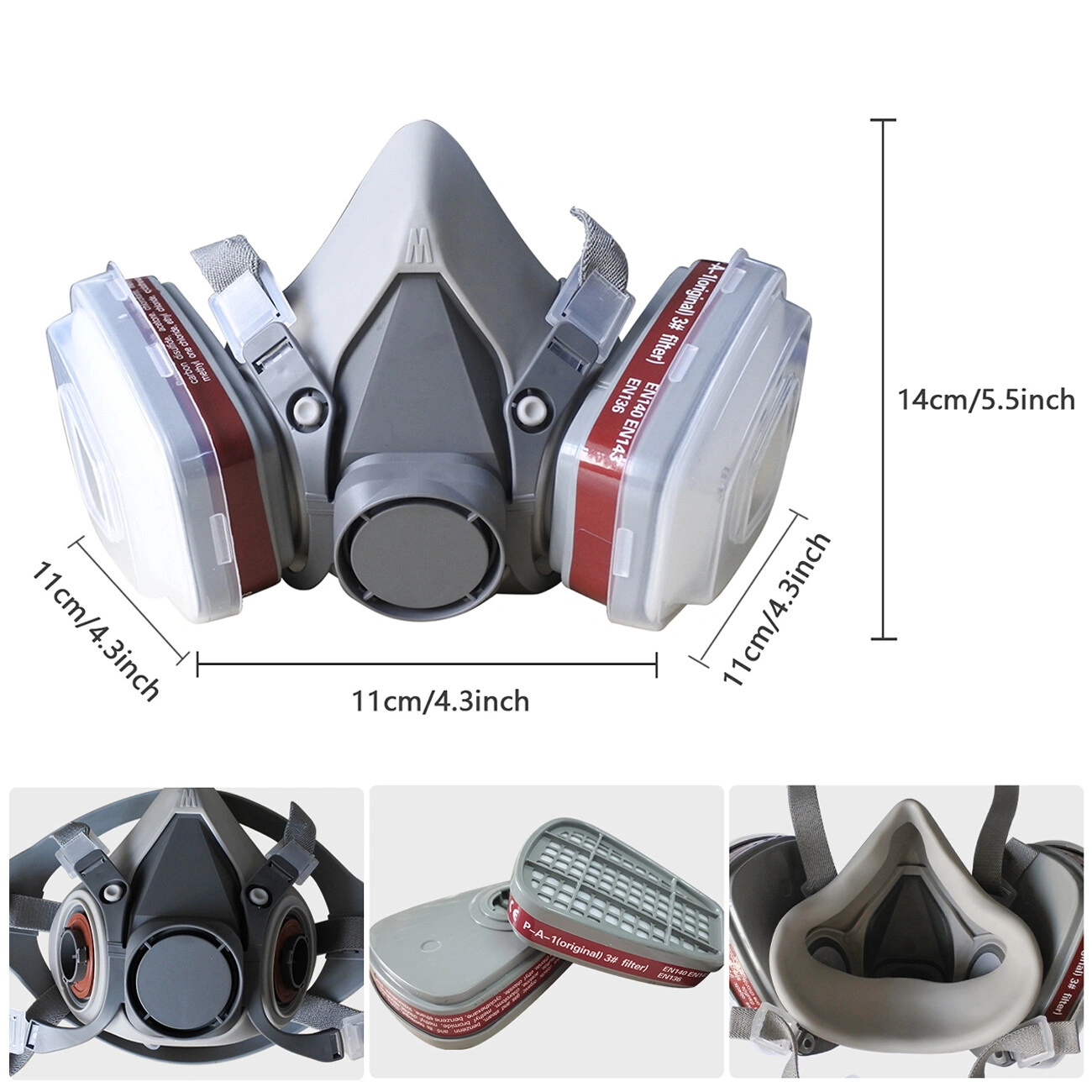 7 in 1 Half Face Mask Respirator, 1 Pack with 2 Replacement Filters Included view 5