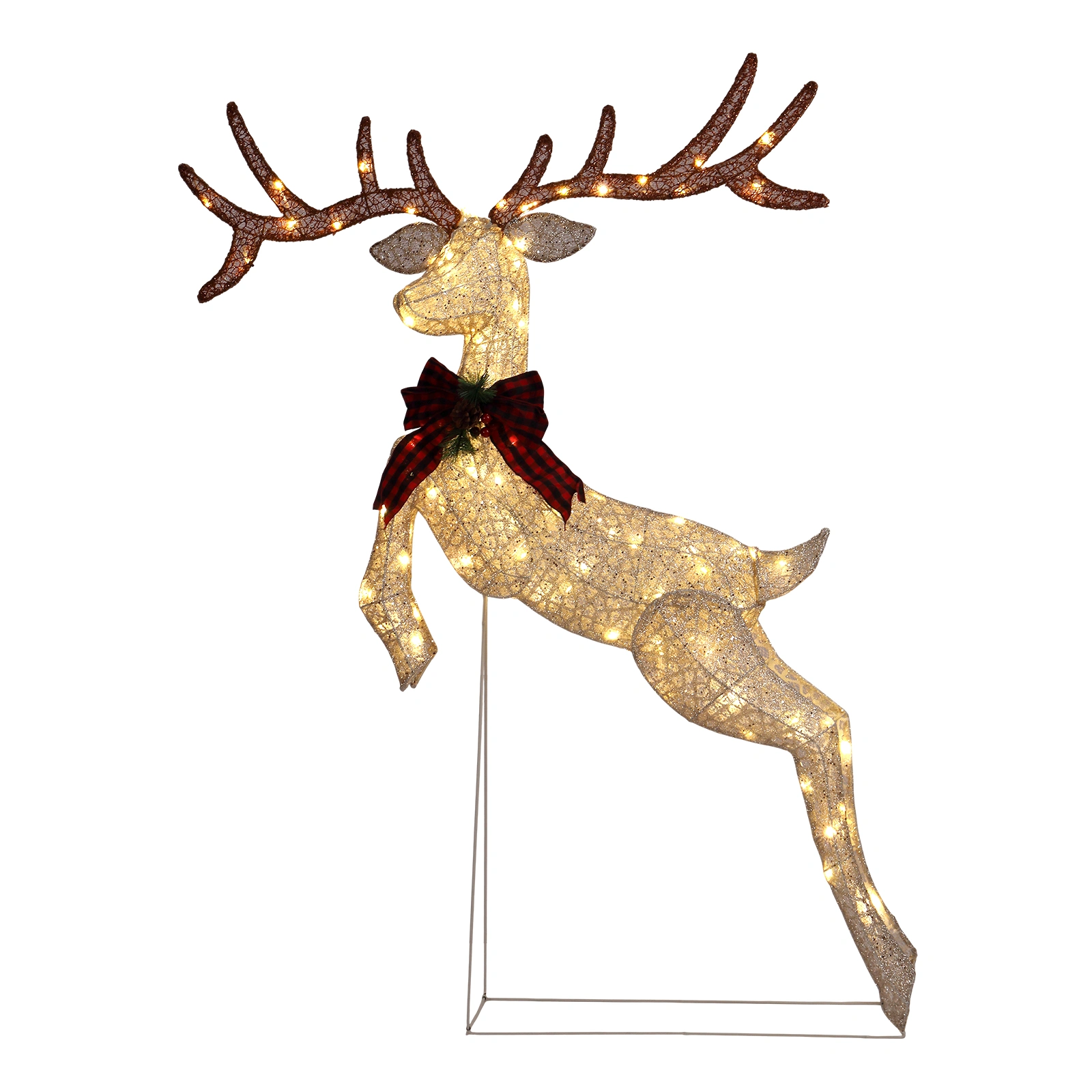 1.5m Lighted Jumping Reindeer Christmas Decoration, Pre-lit with 100 Warm White LED Lights for Outdoor Indoor Holiday Xmas Display