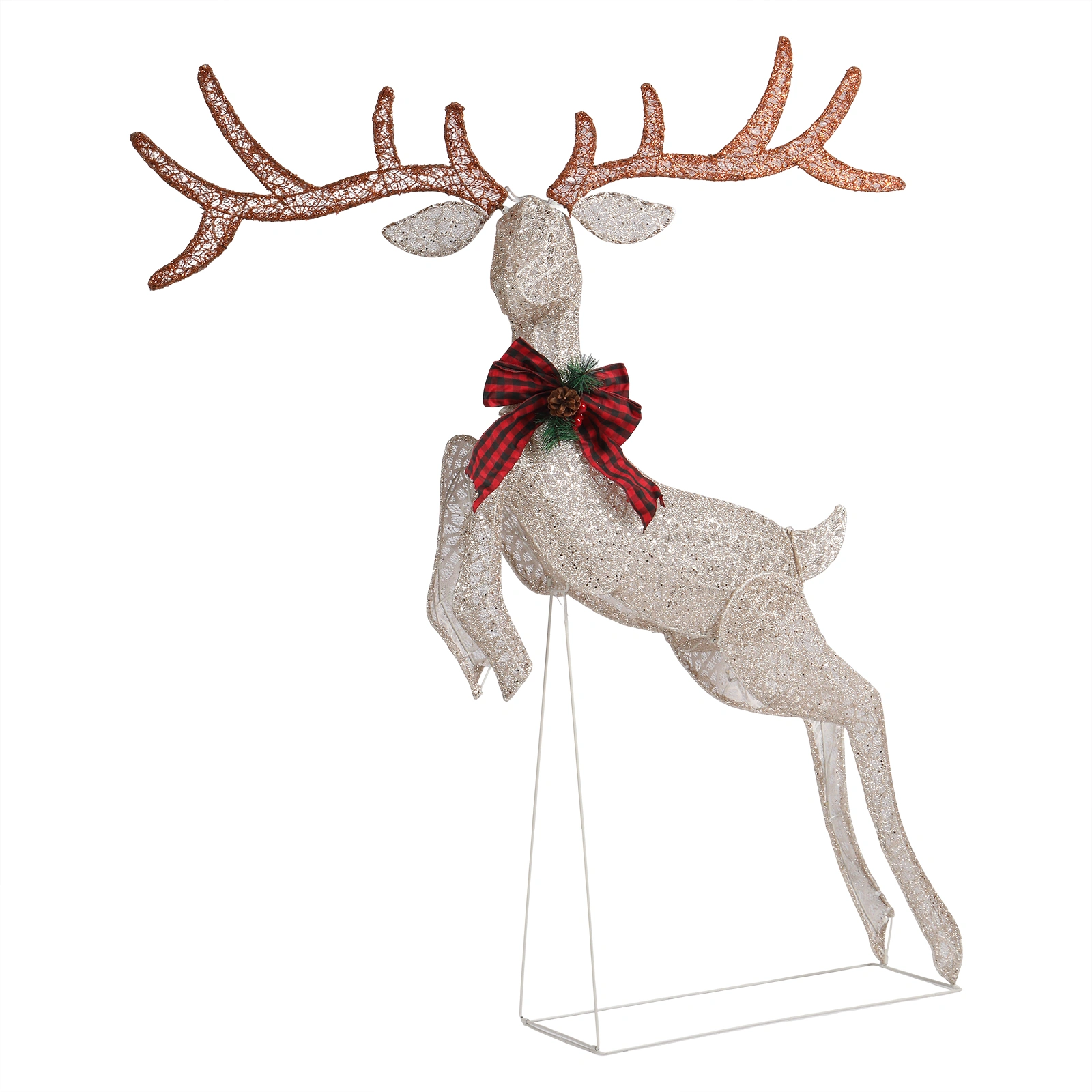 1.5m Lighted Jumping Reindeer Christmas Decoration, Pre-lit with 100 Warm White LED Lights for Outdoor Indoor Holiday Xmas Display view 3