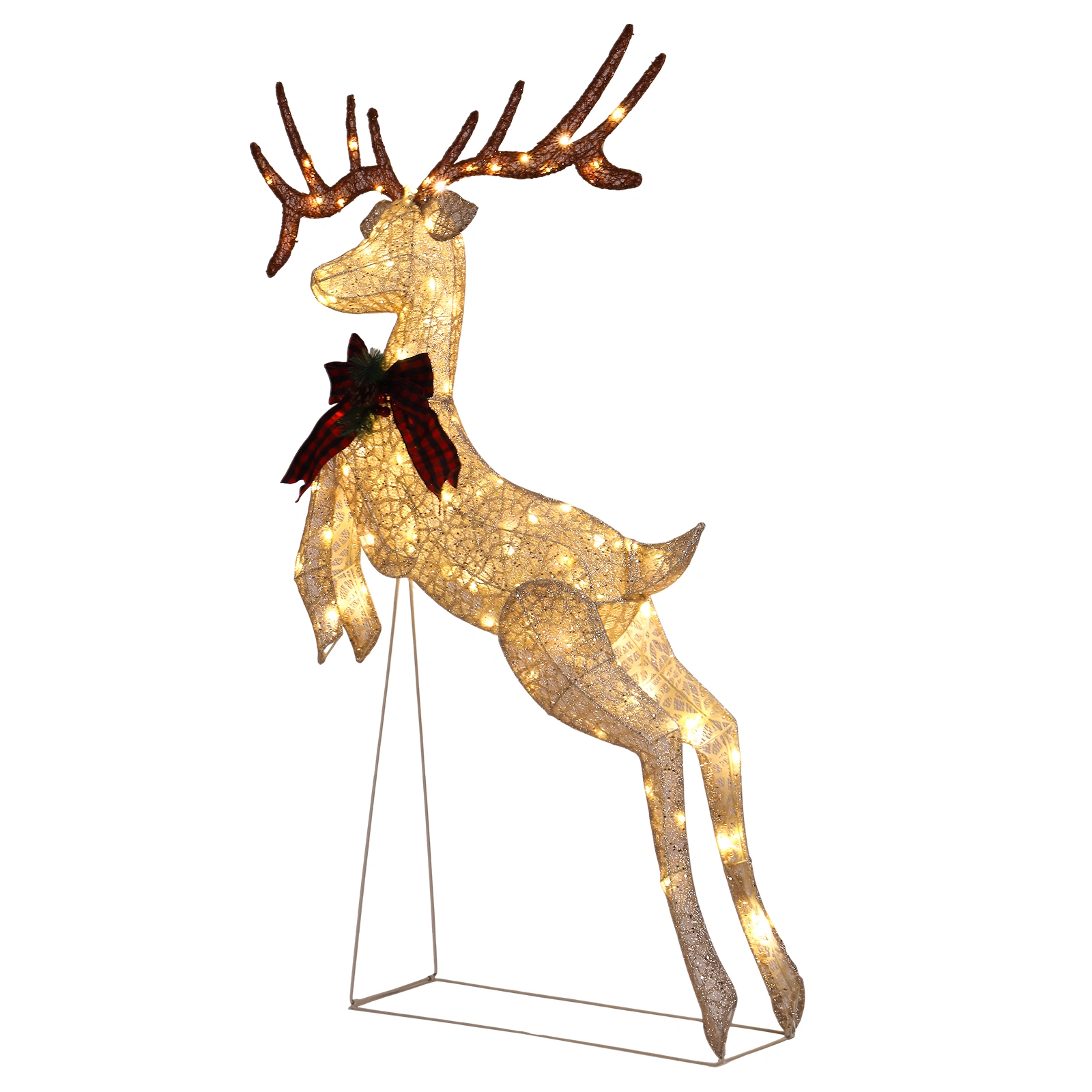 1.5m Lighted Jumping Reindeer Christmas Decoration, Pre-lit with 100 Warm White LED Lights for Outdoor Indoor Holiday Xmas Display view 6