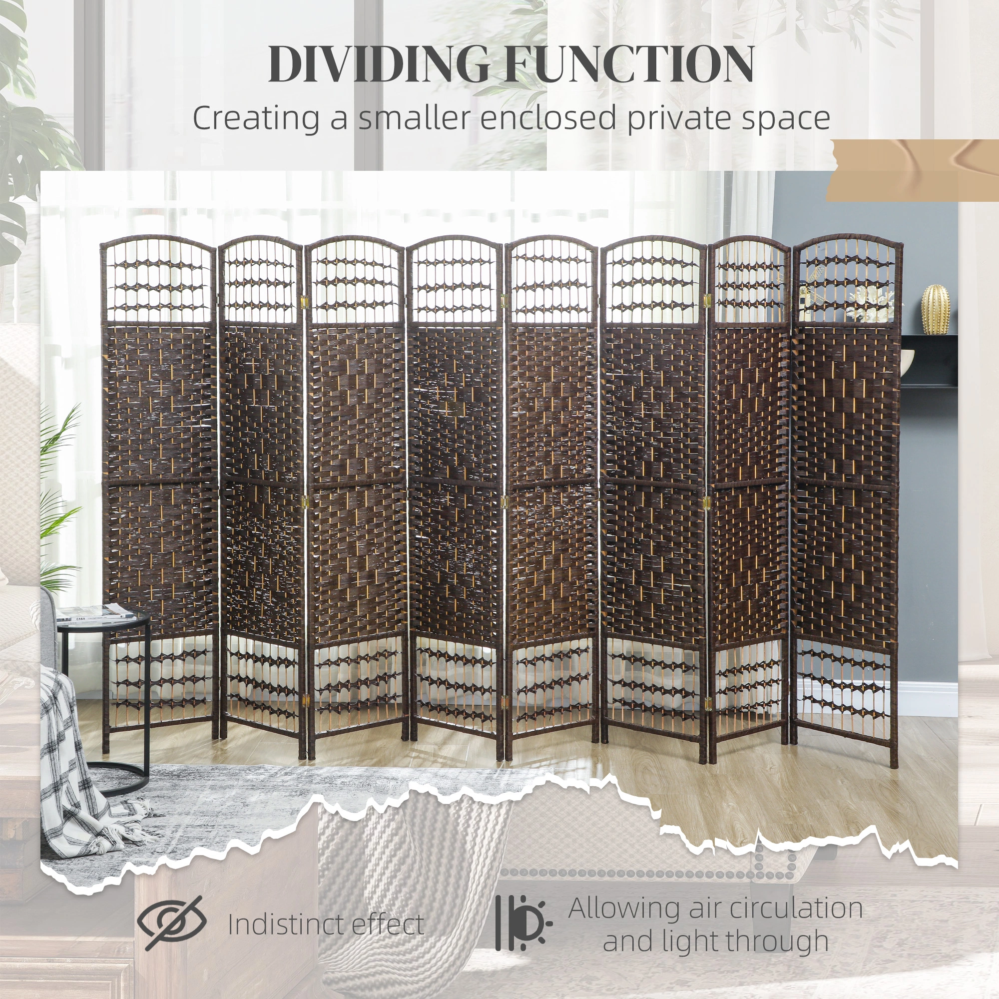 8 Panel Folding Room Divider Privacy Screen, Freestanding Room Divider for Home & Office Space Partition view 4
