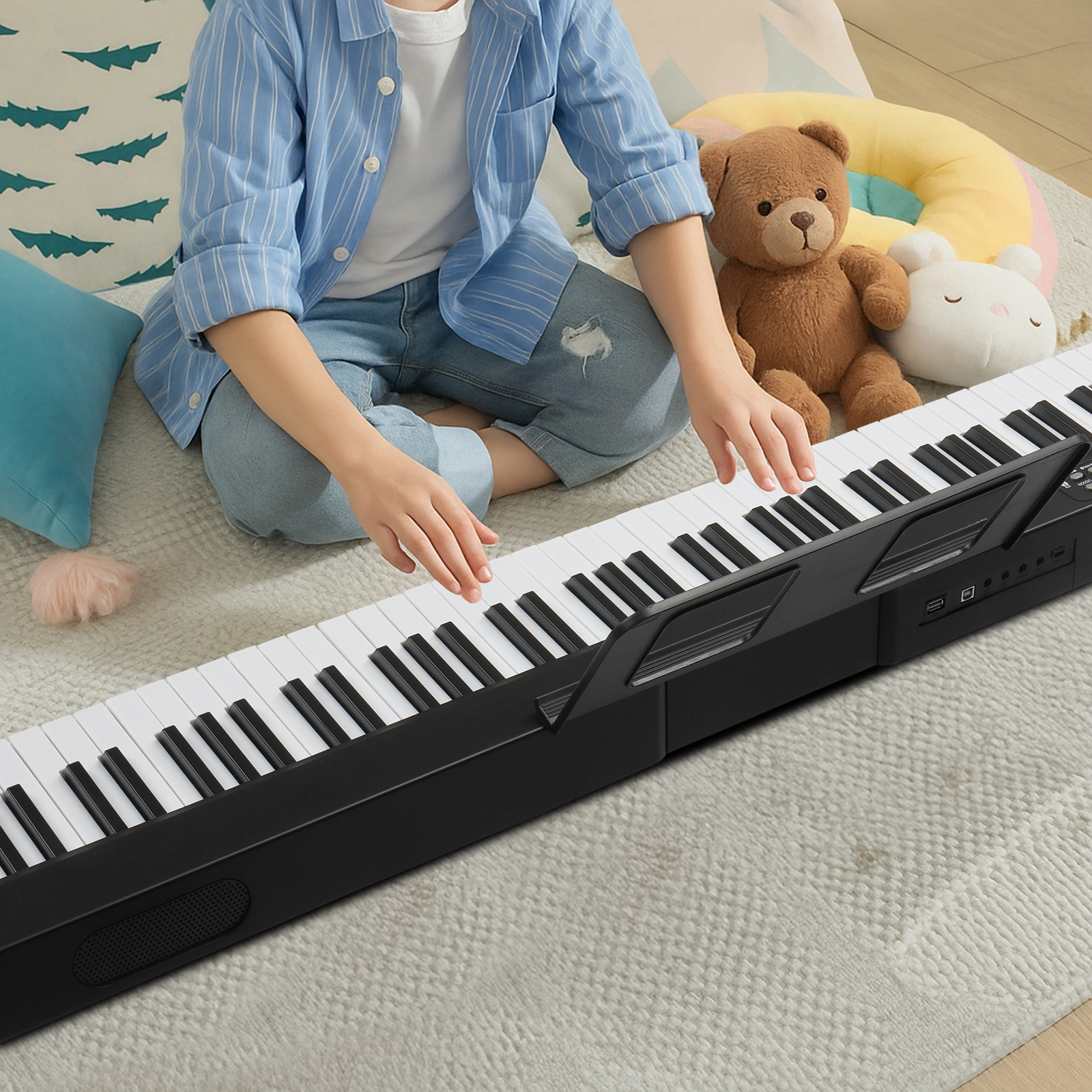 GPP-101 88 Key Digital Piano Full Size Semi-Weighted Keyboard with MIDI Bluetooth Headphone Output, Black view 2