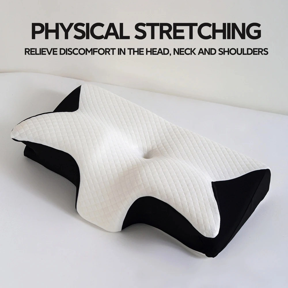 NEW Horn Butterfly Memory Foam Neck Pillow - Ergonomic Cervical Support Slow Rebound Sleep Cushion