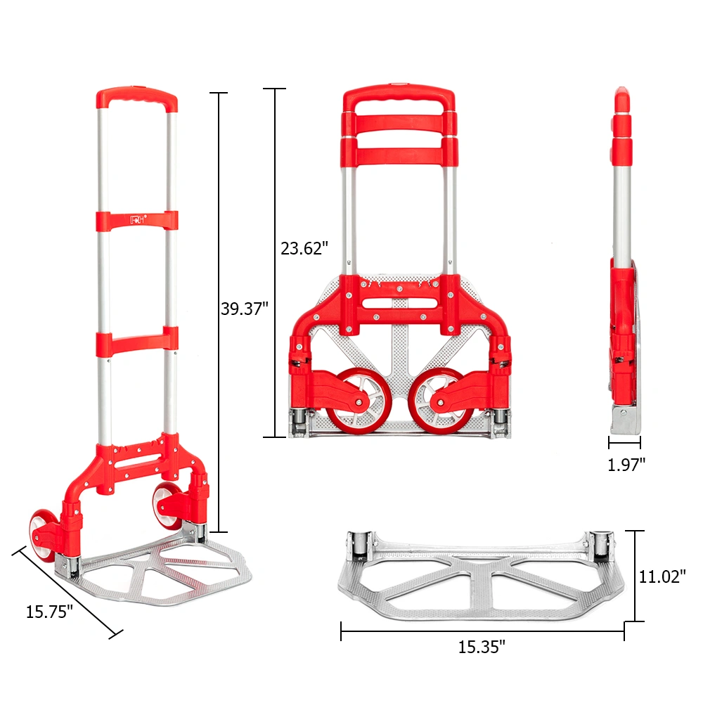Portable Foldable Telescopic Trolley Trolley Luggage Trolley Red view 3