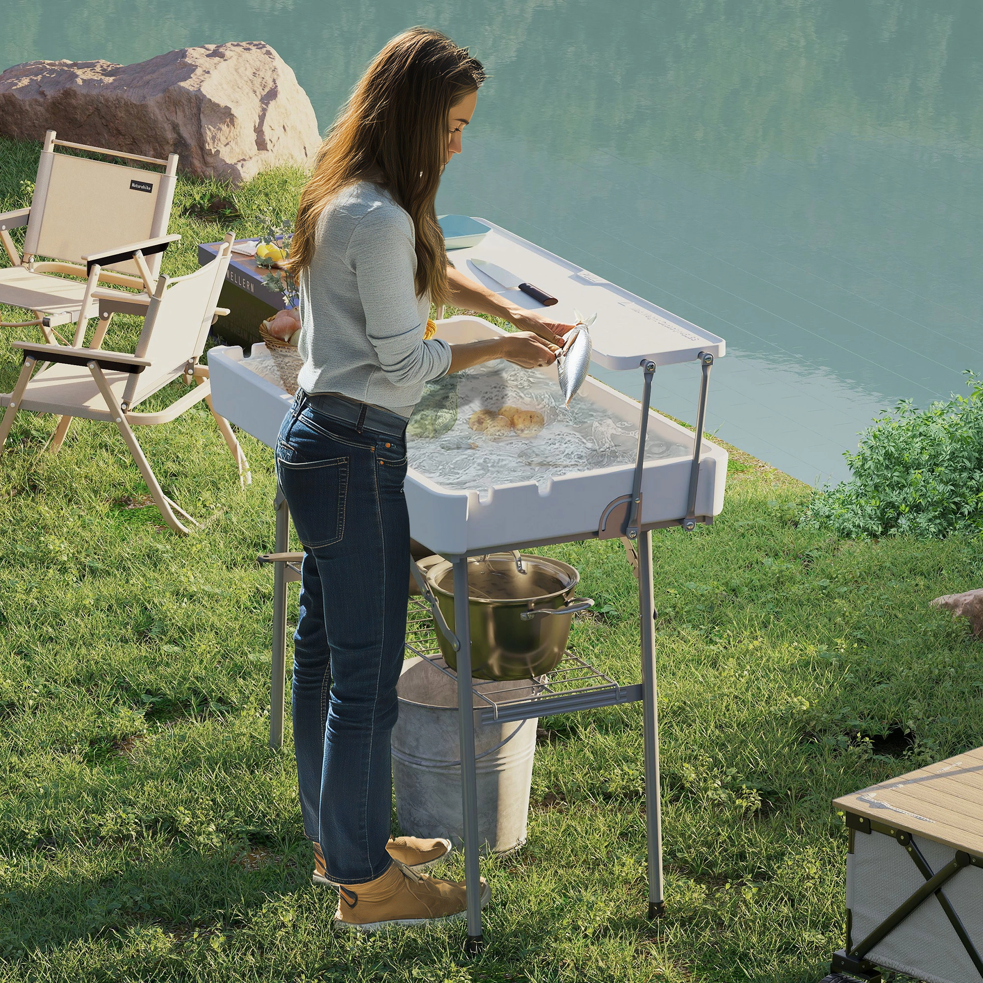 Portable Folding Camping Table Outdoor Dining Table Aluminum Lightweight for Picnic Hiking Travel view 3