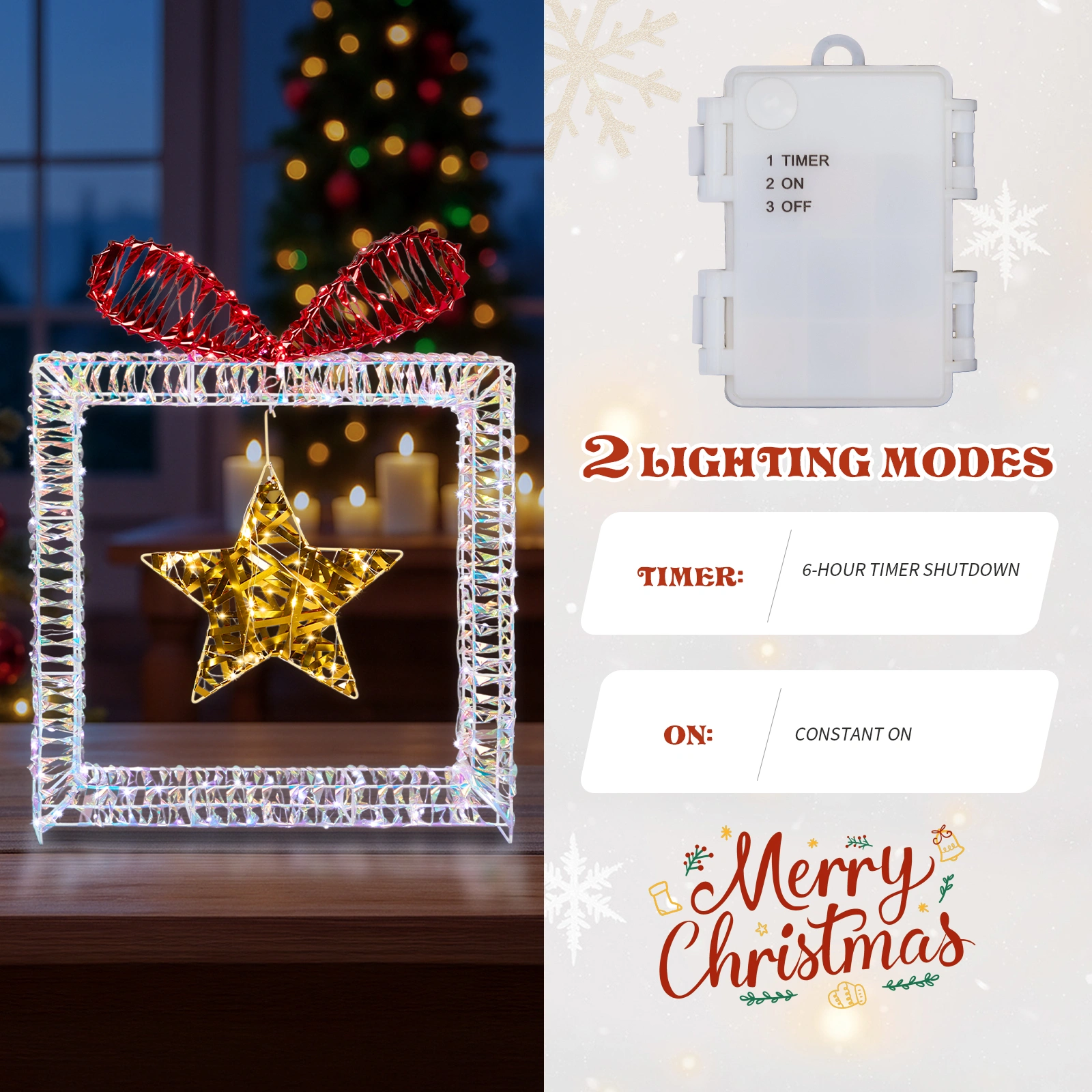 Set of 3 Lighted Iridescent Cut-out Gift Box Christmas Decorations, Pre-lit Holiday Decor with 357 White LED Lights for Xmas Outdoor Indoor Decor Lighted Holiday Displays view 9