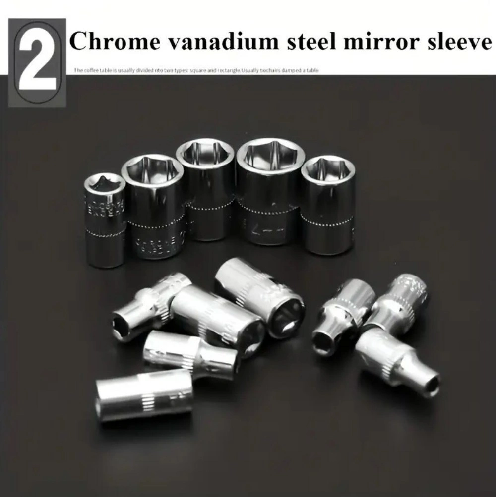 46Pcs Metric Socket Set 1/4" Drive HSS Ratchet Bit Wrench Kit Torx Hex Tools with Case view 5