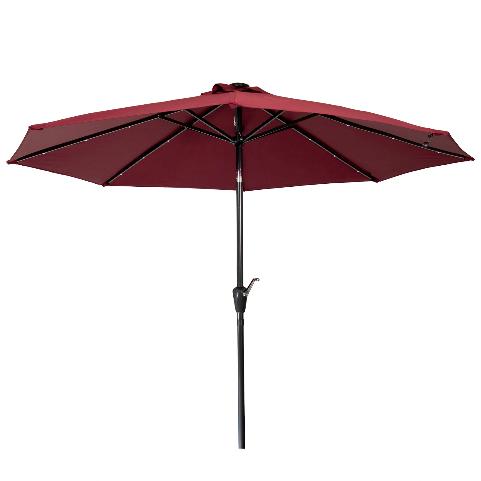 7M Garden Parasol with Solar LED Lights, 8-Rib Patio Umbrella, Crank Tilt UV Sunshade Canopy view 2