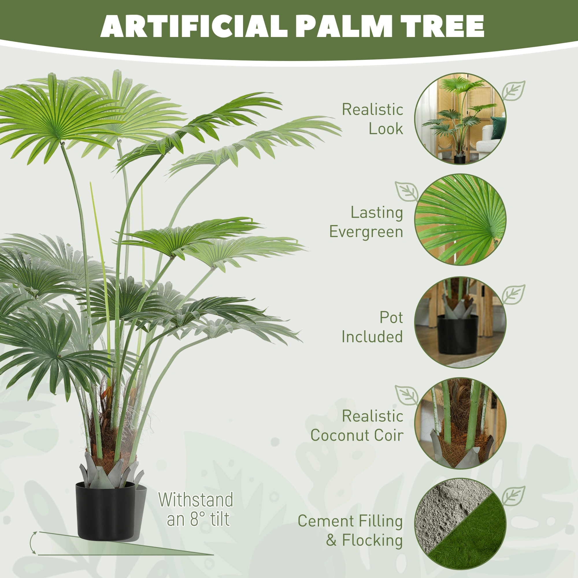 Modern Artificial Plant with Decorative Pot - 35in Faux Greenery Indoor Outdoor Home Garden Décor view 2