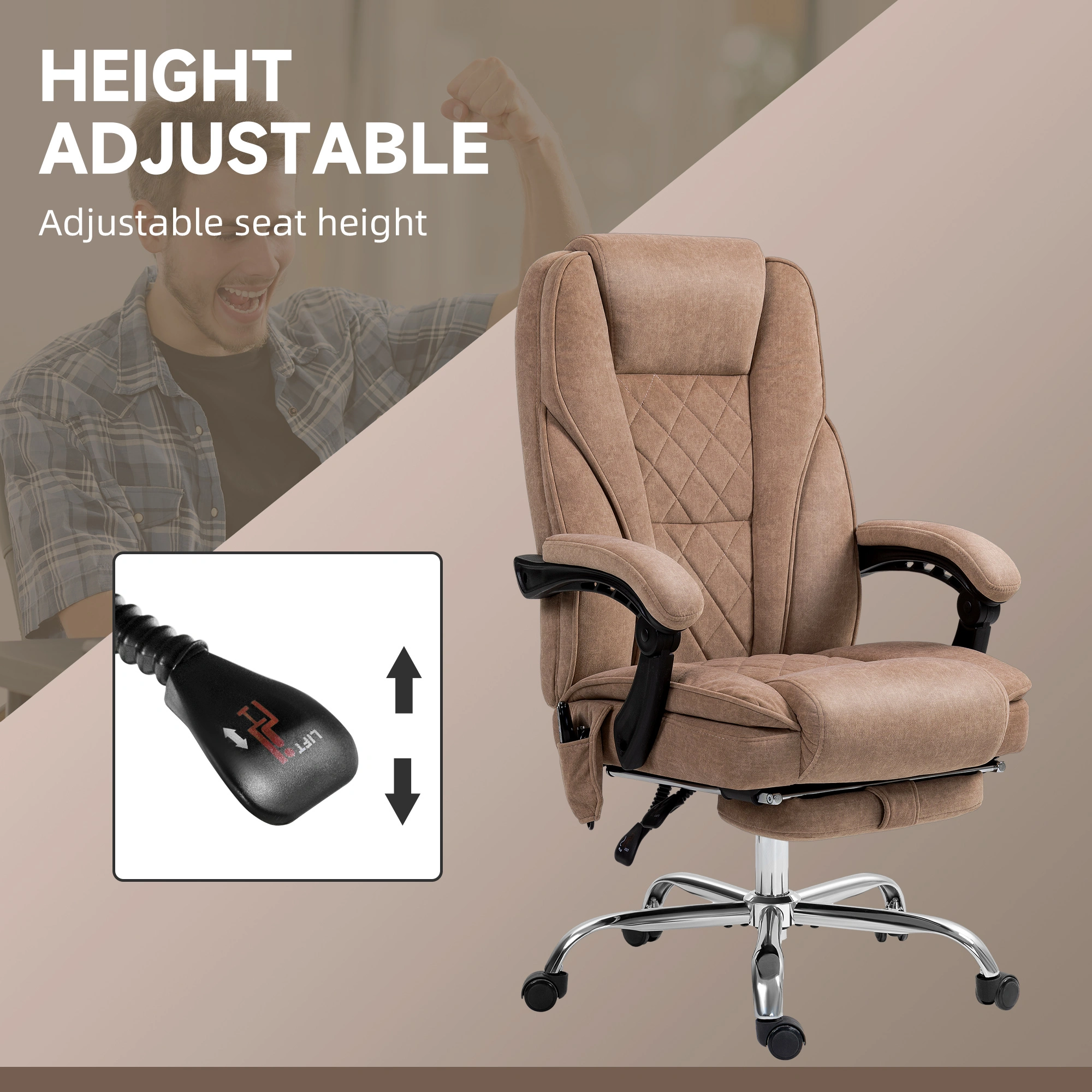 Massage Office Chair, Ergonomic Swivel Desk Chair with Lumbar Support view 2