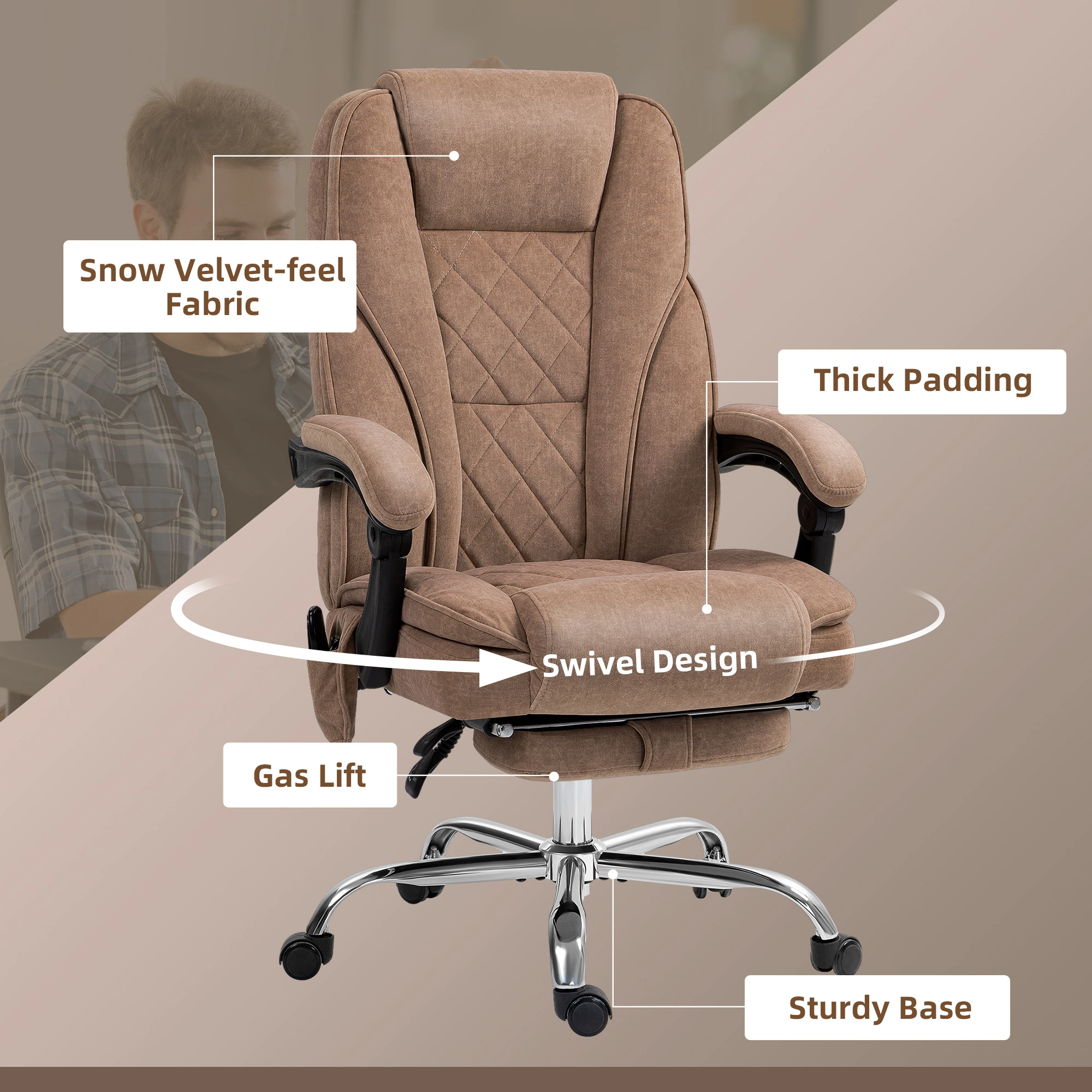 Massage Office Chair, Ergonomic Swivel Desk Chair with Lumbar Support view 3