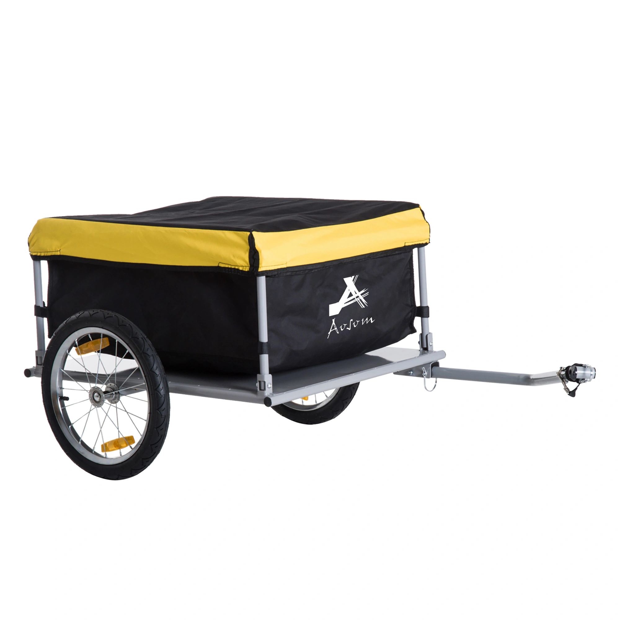 Bicycle Trailer Cart for Kids & Pets, 2-in-1 Foldable Bike Hauler with Safety Flag, Storage Basket, Weather Cover view 2