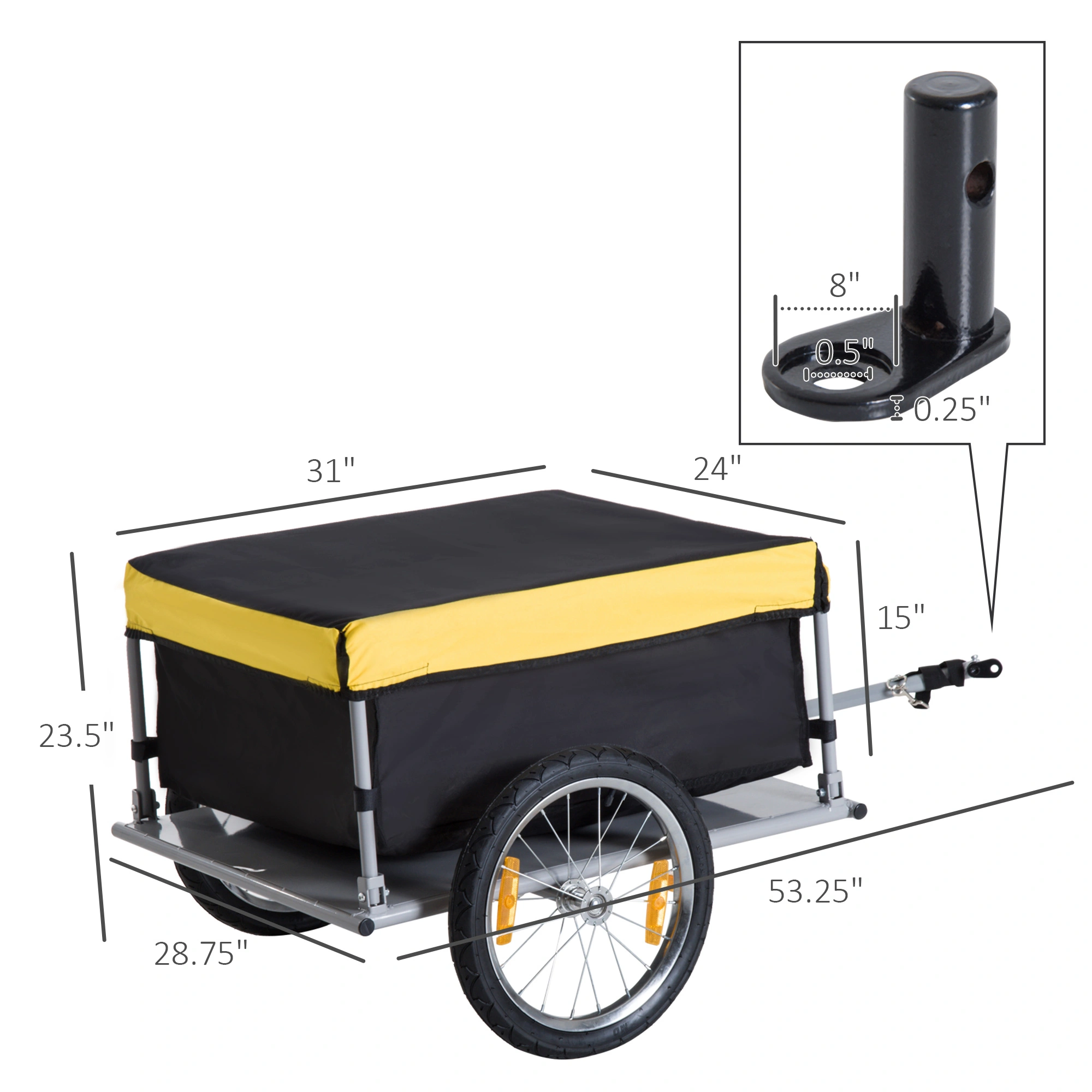 Bicycle Trailer Cart for Kids & Pets, 2-in-1 Foldable Bike Hauler with Safety Flag, Storage Basket, Weather Cover view 3