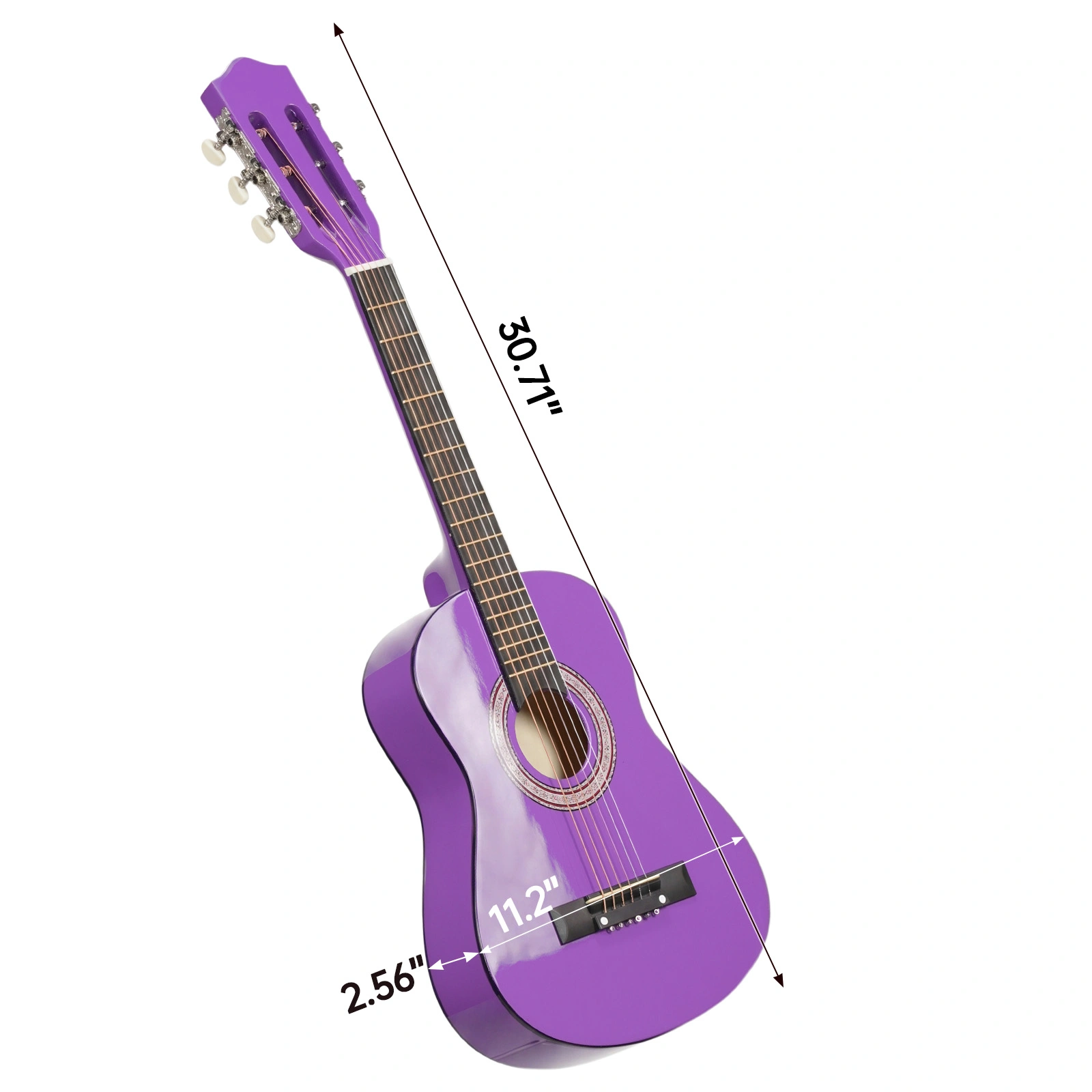 Purple 30-inch Round Acoustic Guitar with Picks, Strings, Capo, Case, Tuner, and Strap view 2