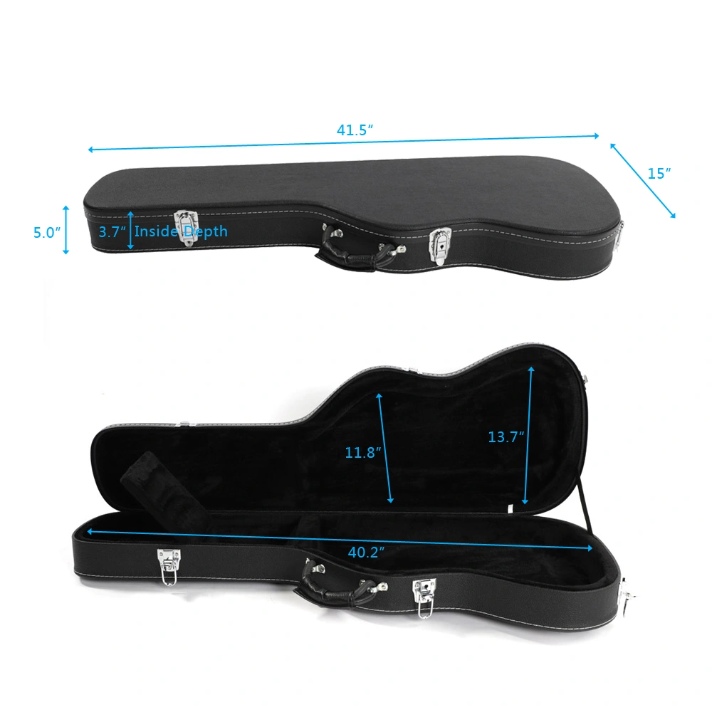 ST Electric Guitar Hard Case High Grade Black Microgroove Flat Surface Straight Flange view 15