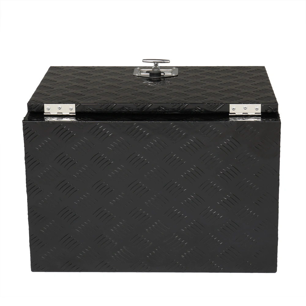 24 inch Aluminum Toolbox with Five Pattern Diamond Plate, Single Lock, Black Finish view 5