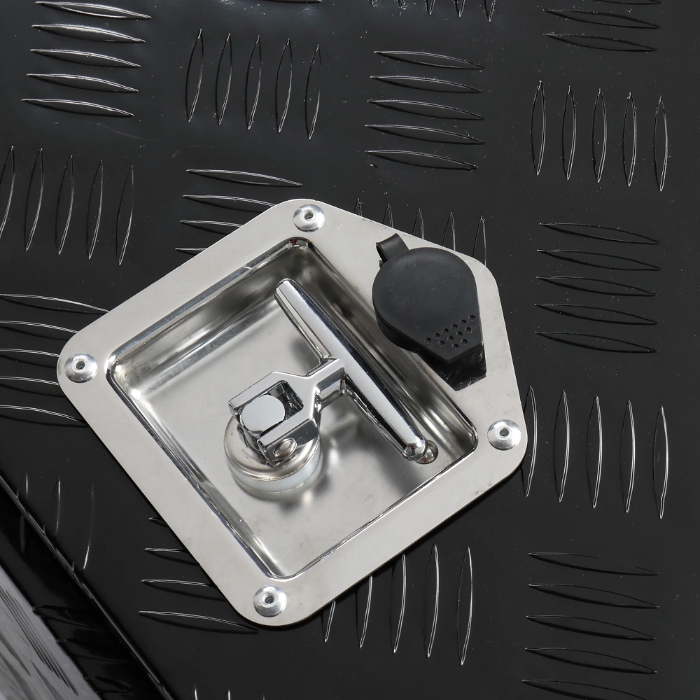 24 inch Aluminum Toolbox with Five Pattern Diamond Plate, Single Lock, Black Finish view 8