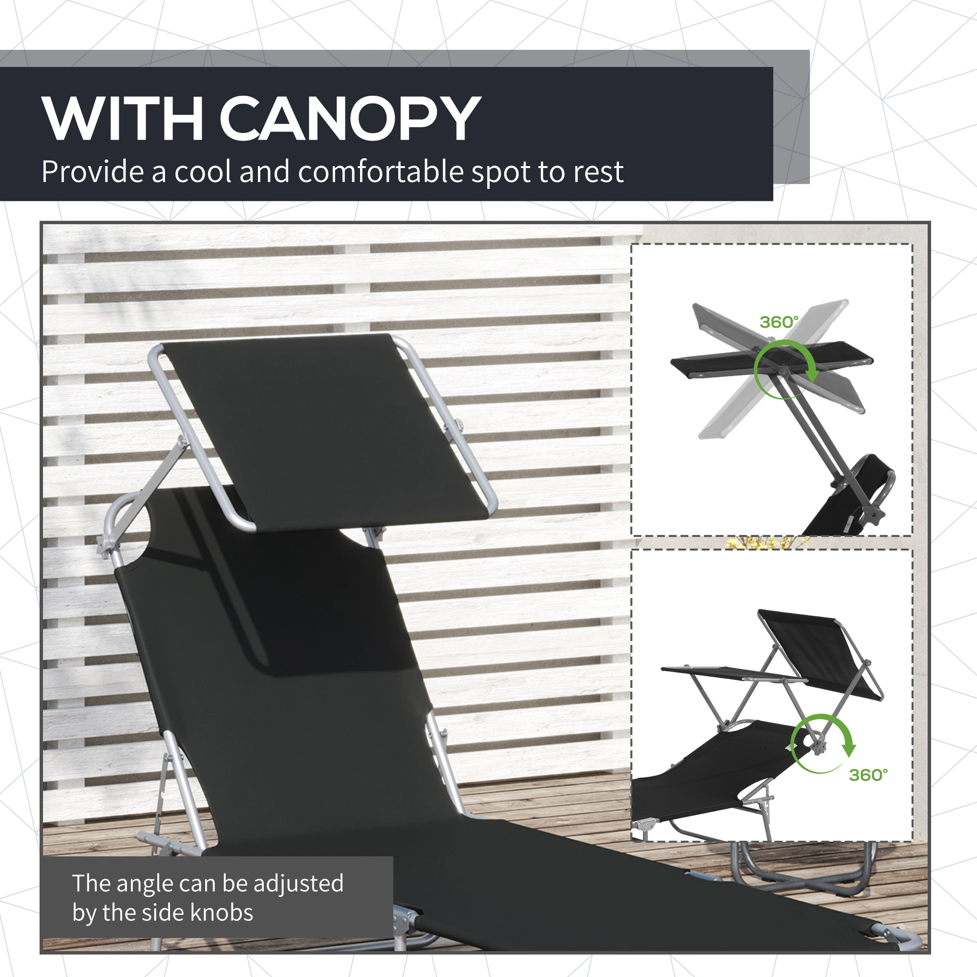 2 Pack Folding Lounge Chair, Outdoor Rocking Recliner, Portable Camping Garden Seat