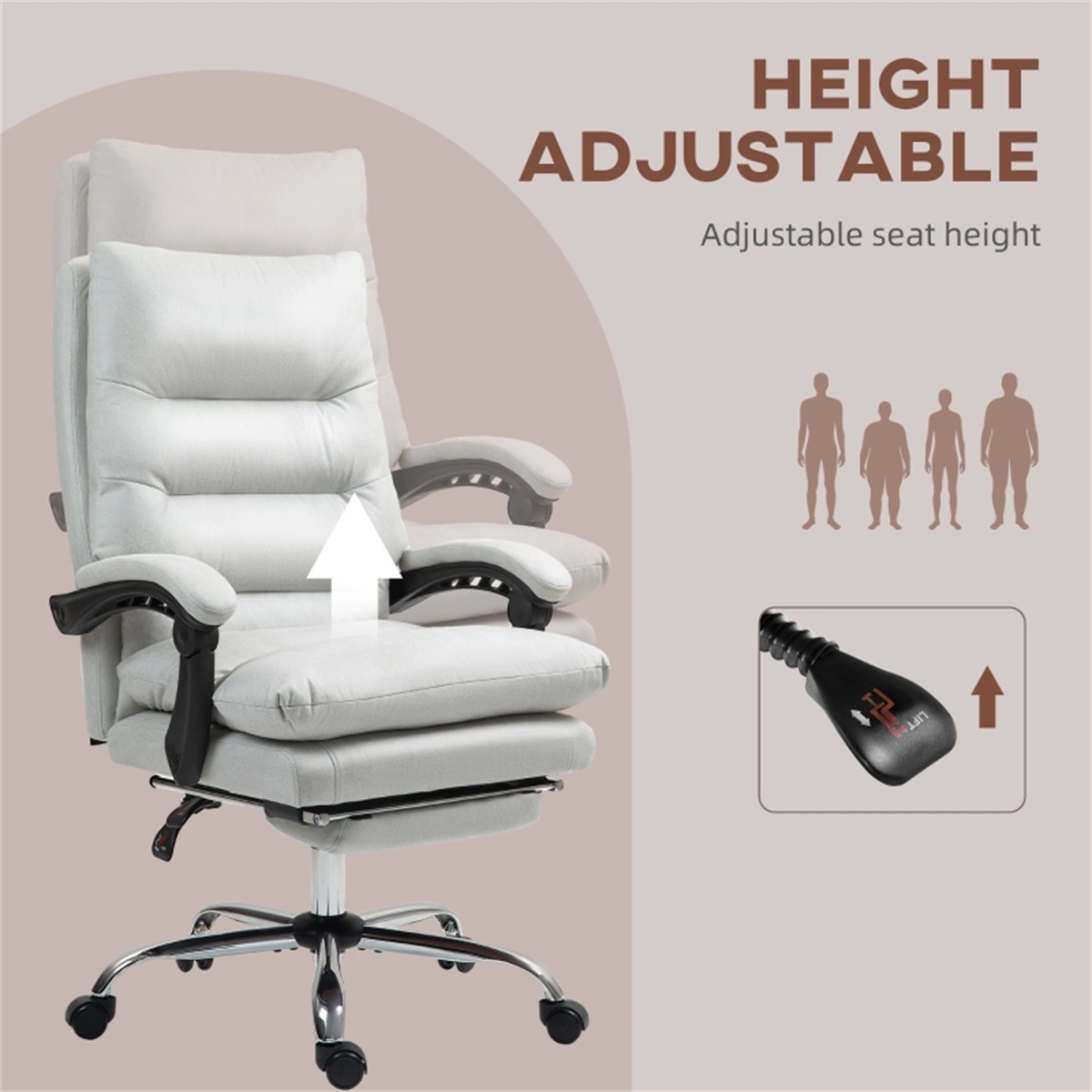 Massage Office Chair, Ergonomic Executive Chair with Lumbar Support, Adjustable Height & Padded Armrests, 360° Swivel