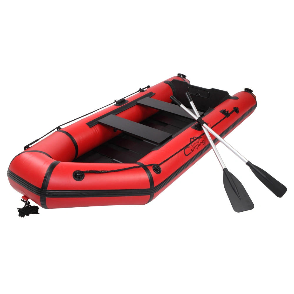10ft PVC Assault Boat 330kg Capacity Waterproof Adult Watercraft Kayak Raft, Red/Black